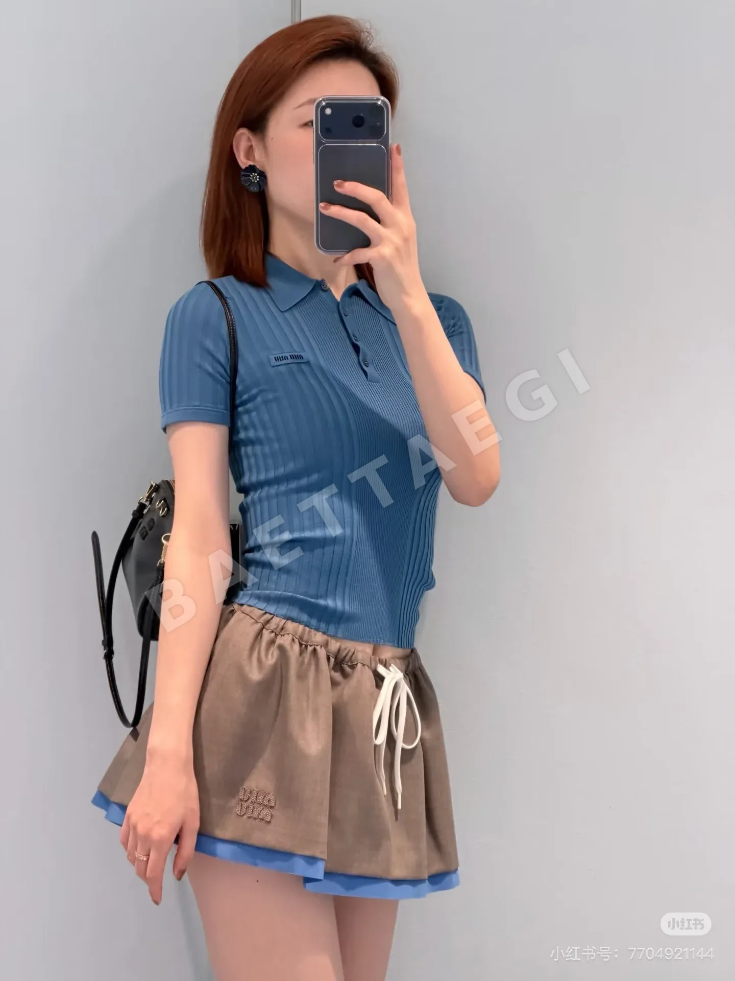 미우미우 폴로 카라 반팔 니트 티셔츠 상세 이미지 6