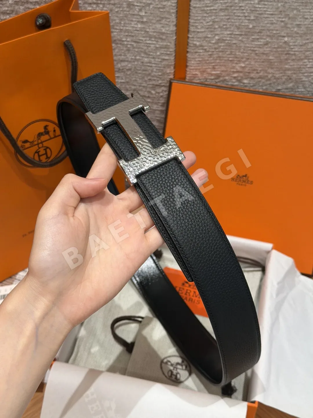 에르메스 H 마틀리 버클 리버시블 가죽 벨트 38mm 상세 이미지 5