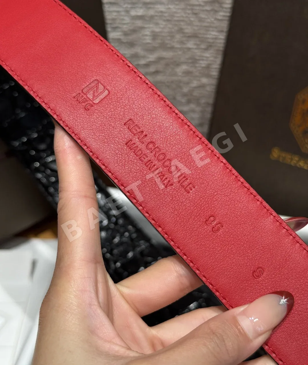 스테파노리치 크로커다일 무늬 가죽 벨트 상세 이미지 7
