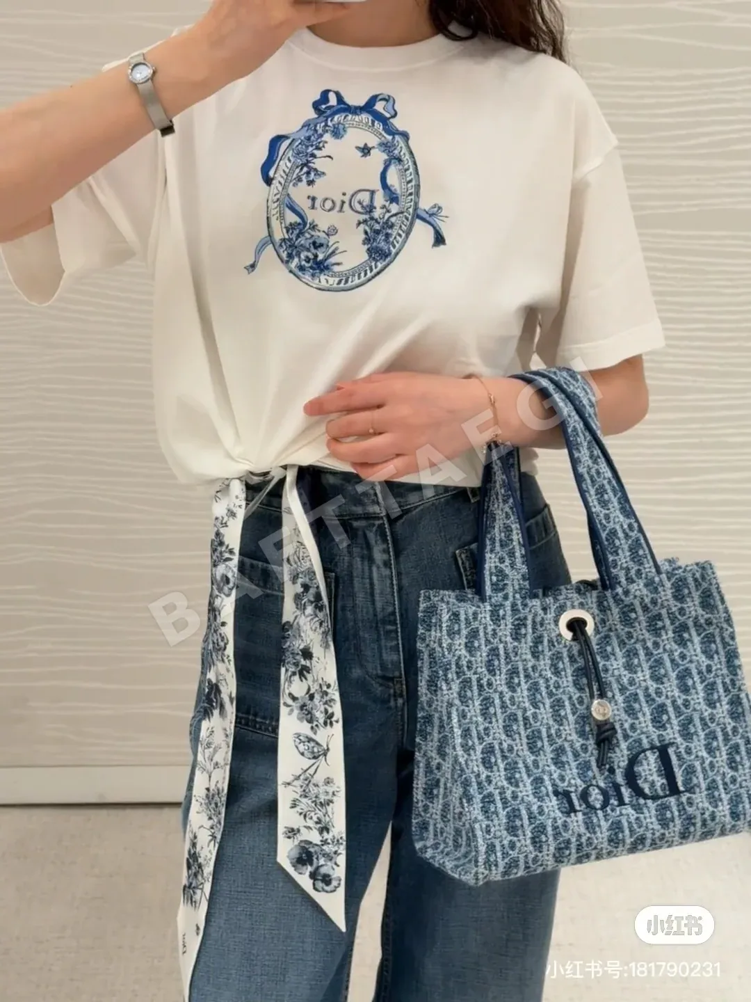 디올 꽃과 동물 자수 코튼 반팔 셔츠 상세 이미지 3