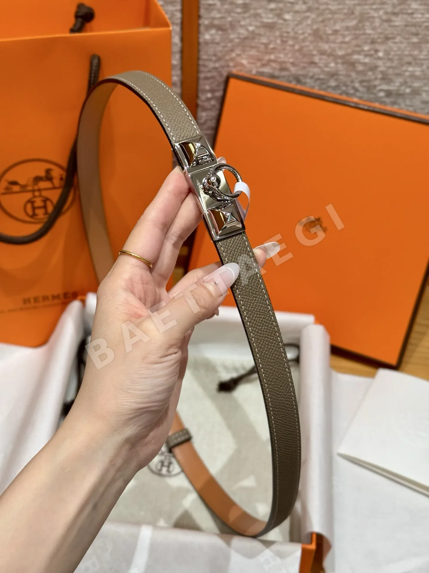에르메스 앱송 카프스킨 켈리 버클 조절 벨트 상세 이미지 9