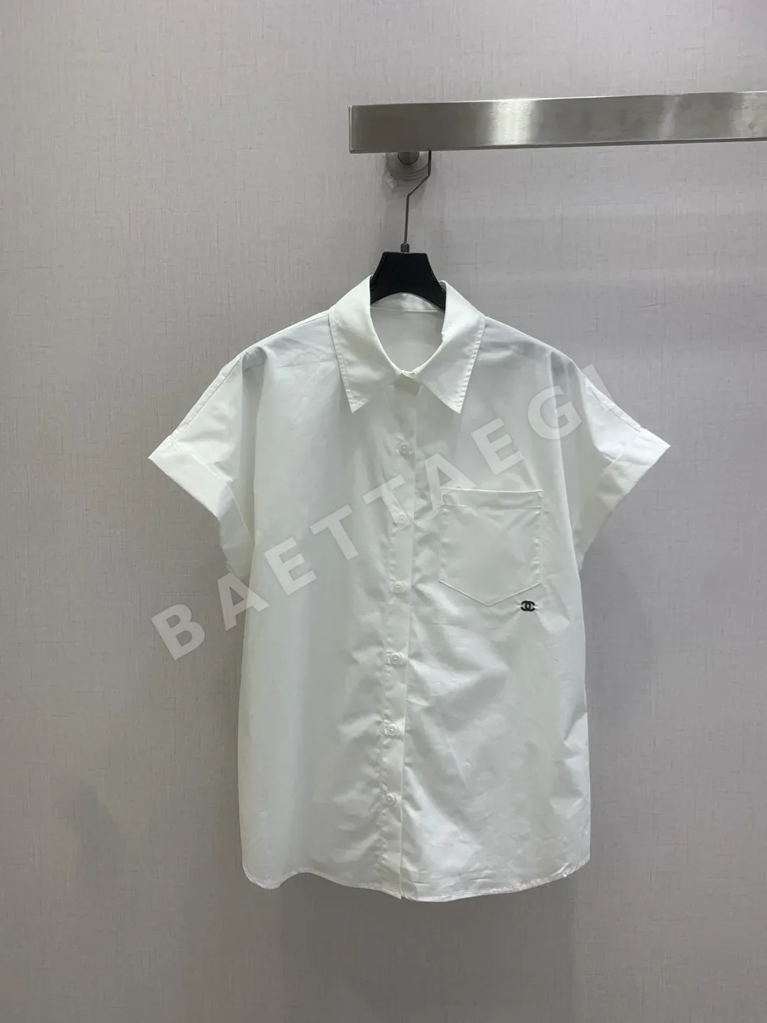 샤넬 카라 반팔 면 셔츠 129663