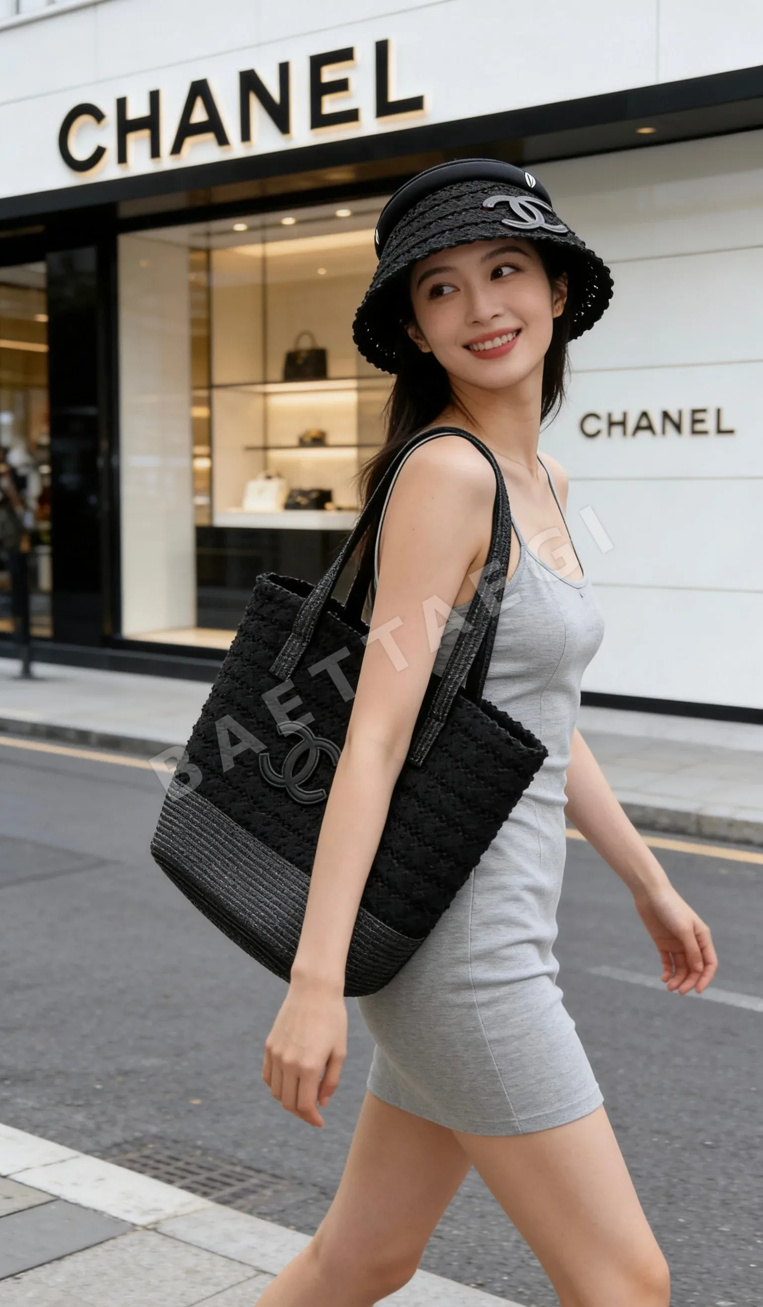 샤넬 비치 리조트 스타일 바이저 모자 상세 이미지 5