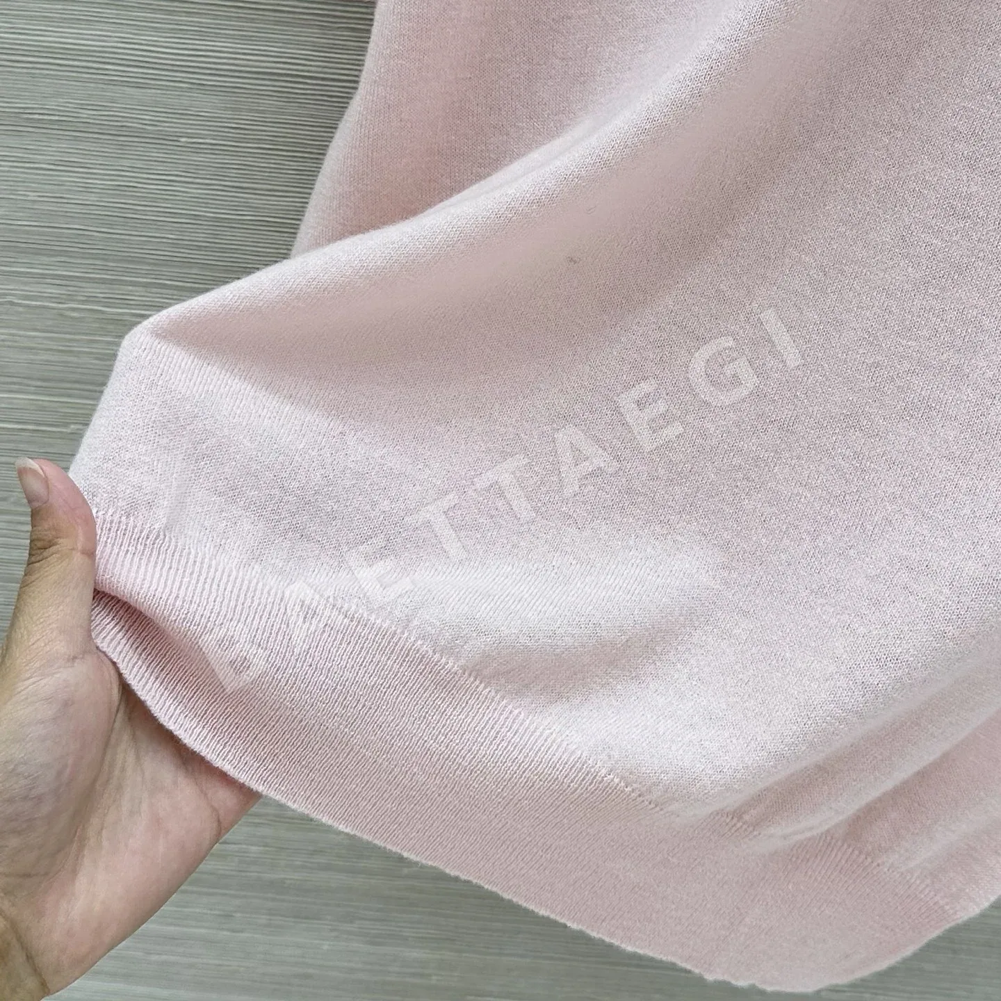 프라다 피치 핑크 실크 라운드넥 반팔 탑 상세 이미지 5