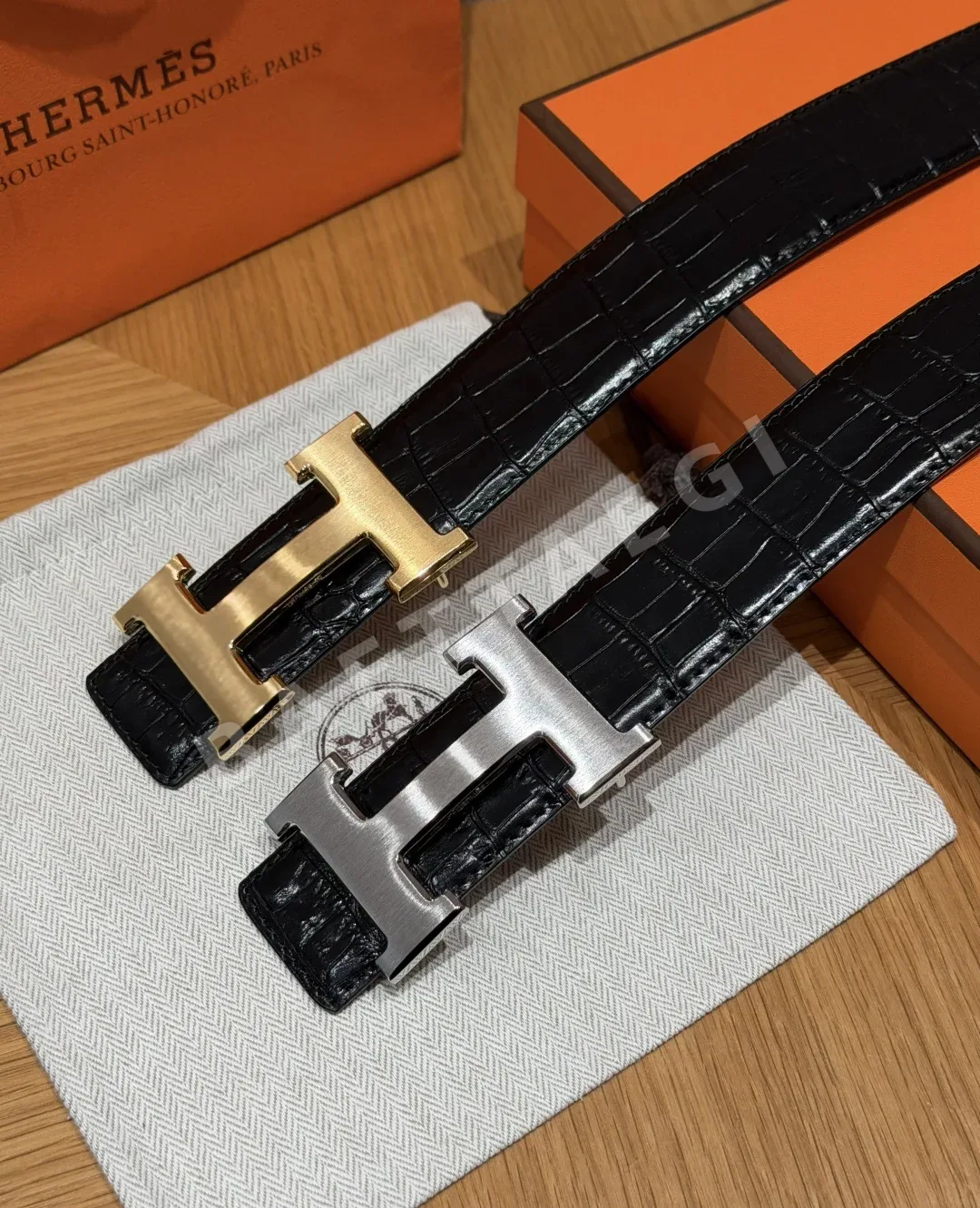 에르메스 H 버클 악어 무늬 가죽 벨트 38mm 상세 이미지 2