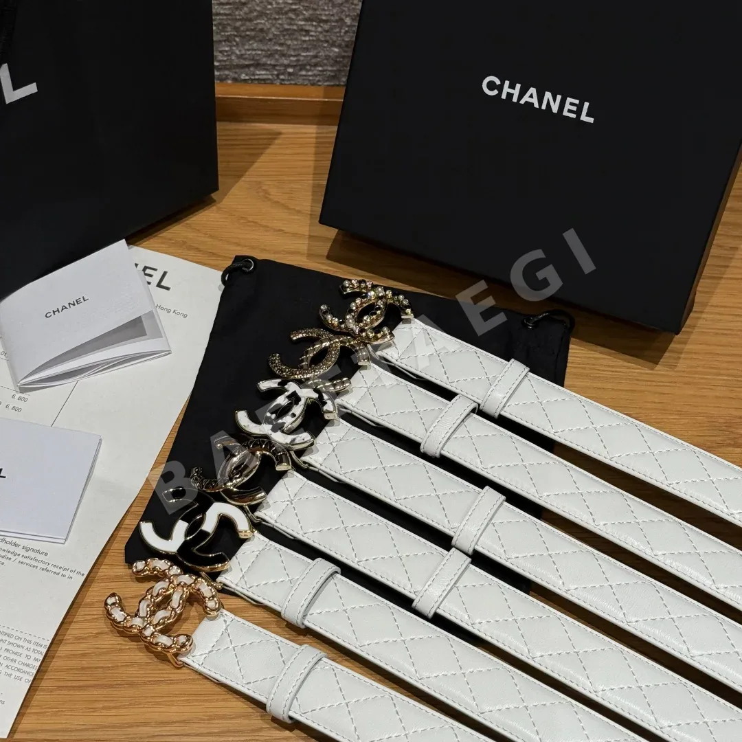 샤넬 더블 C 메탈 로고 램스킨 벨트 상세 이미지 3