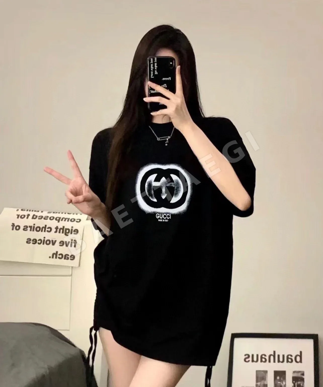 구찌 더블 G 인터로킹 프린트 크루넥 반팔 티셔츠 88100
