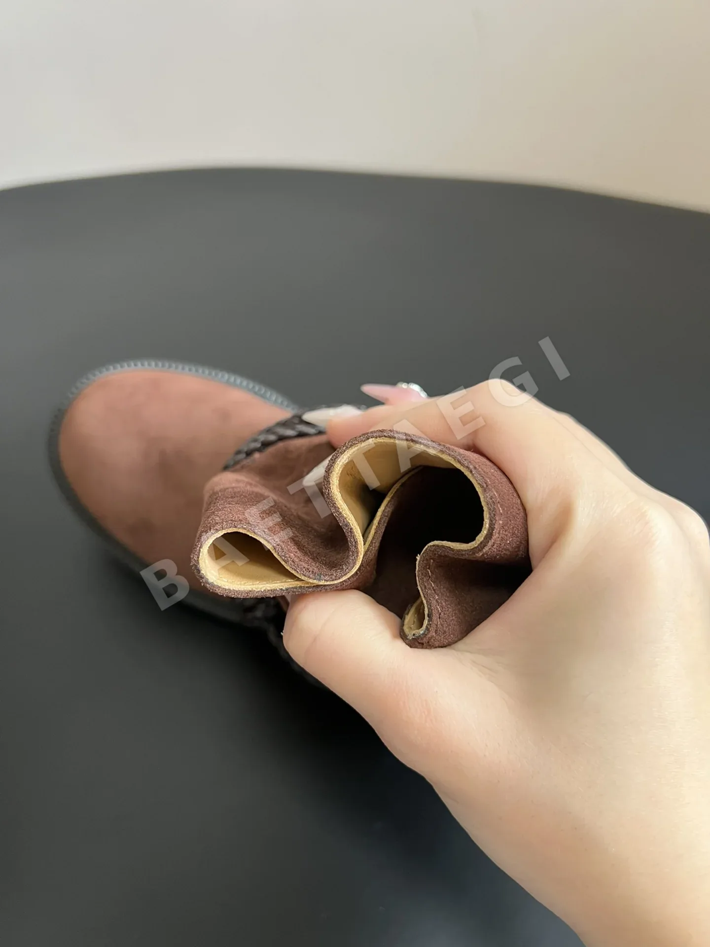 보테가베네타 우븐 가죽 하이탑 승마 부츠 9876 상세 이미지 9