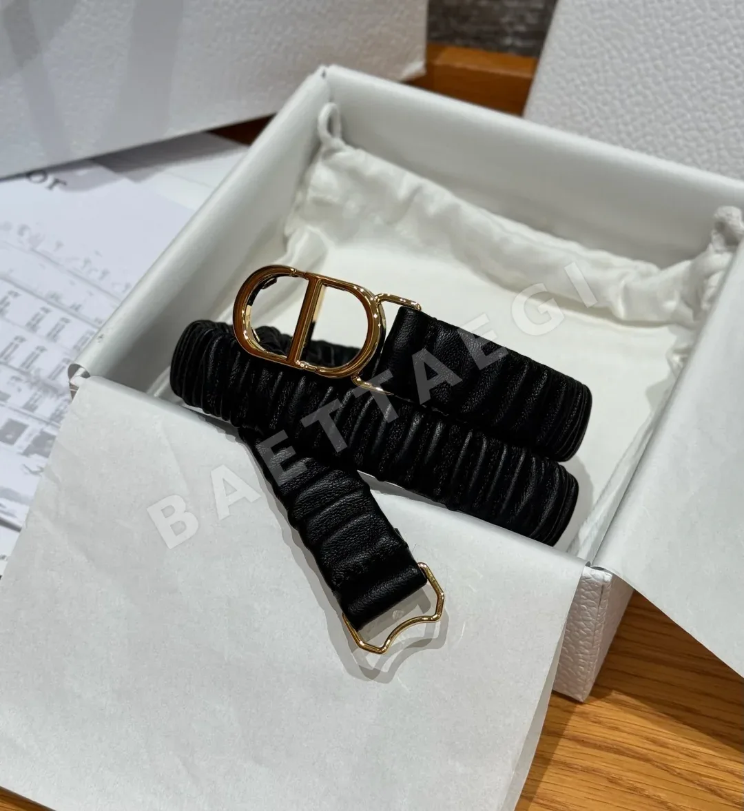 디올 CD 로고 골드 버클 고무 스트레치 벨트 171809