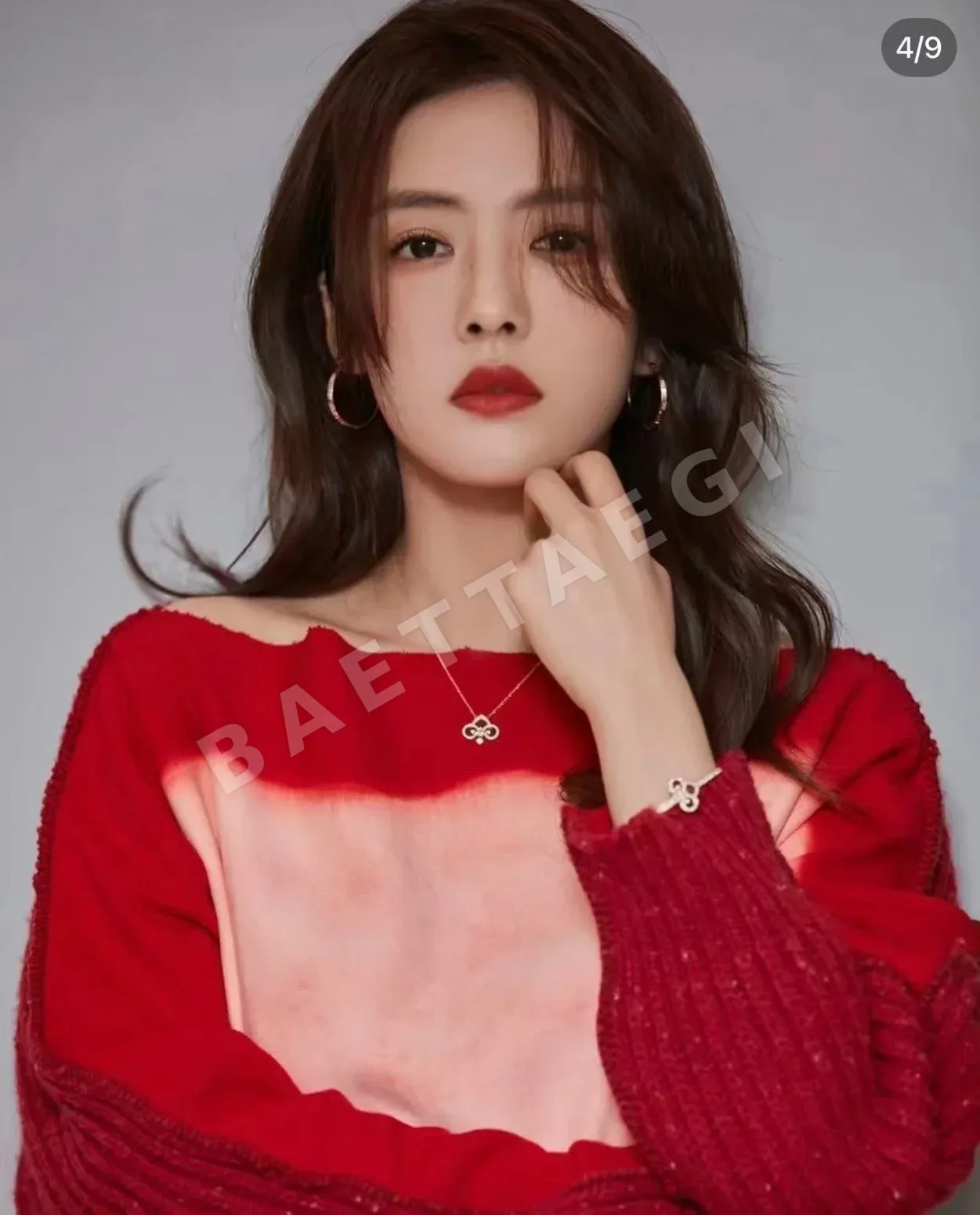 티파니 아이리스 플라워 레드 아게이트 스털링 실버 목걸이 상세 이미지 3