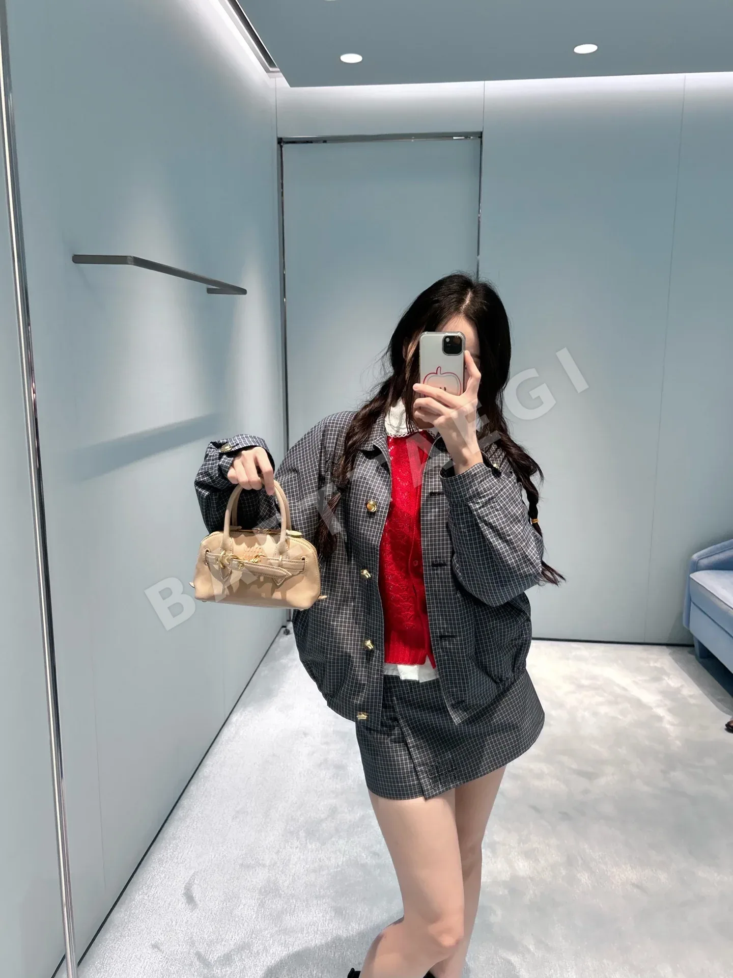 미우미우 체크 패턴 재킷 & 미니스커트 세트 상세 이미지 2