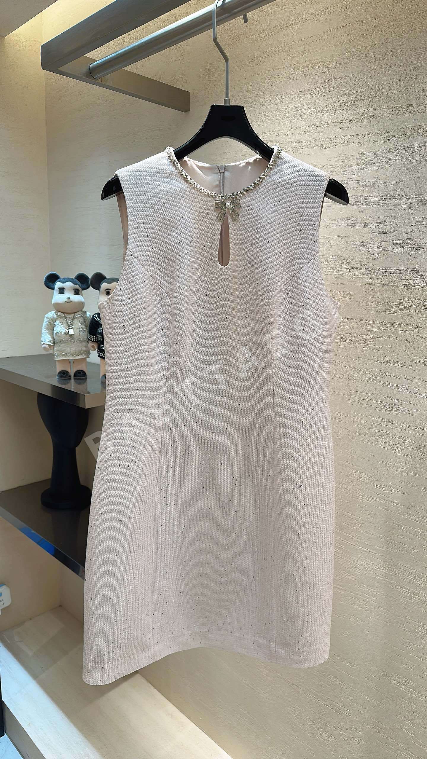 샤넬 핑크 별무늬 크리스탈 장식 원피스 상세 이미지 1