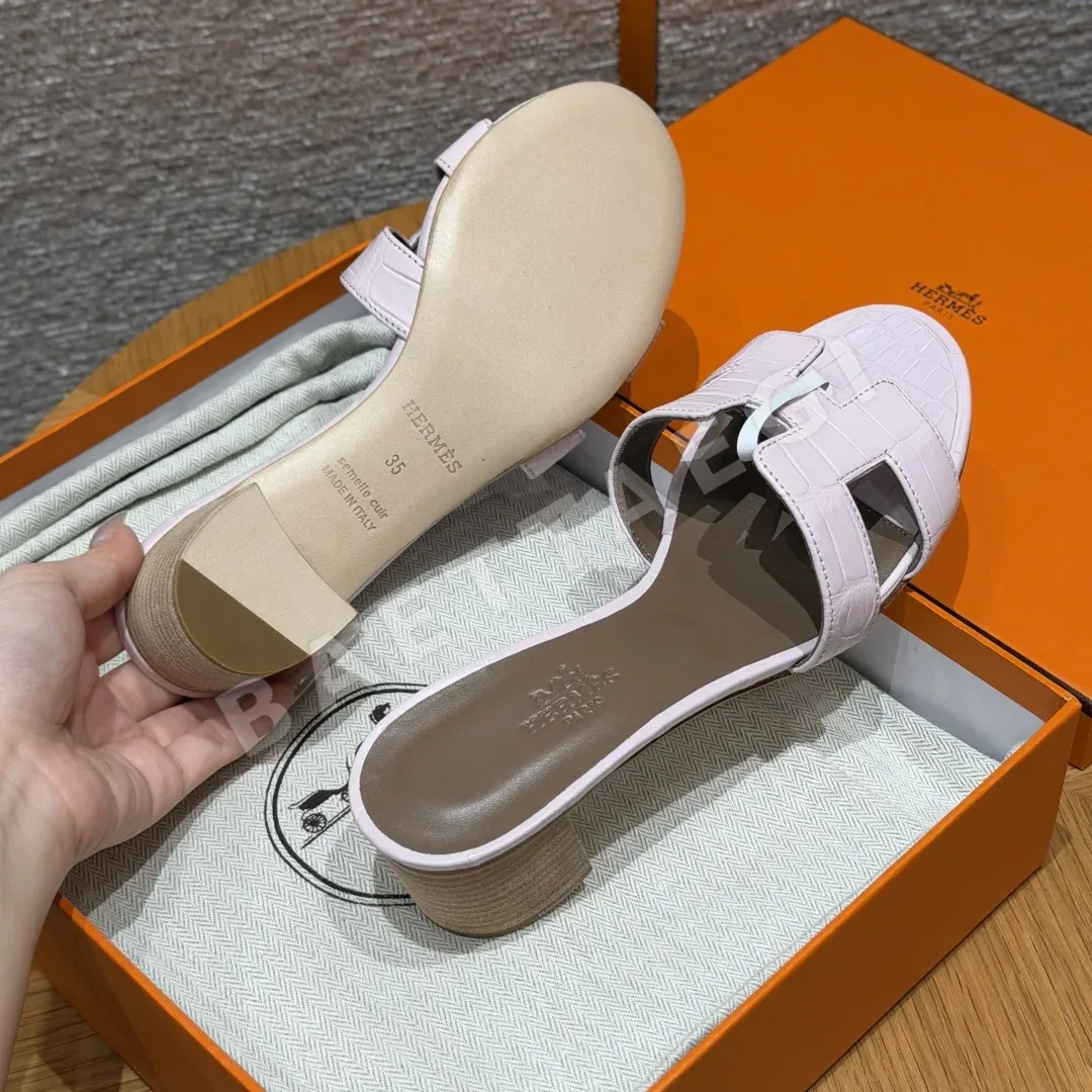에르메스 오아시스 샌들 연한 등색 악어가죽 하이힐 상세 이미지 7