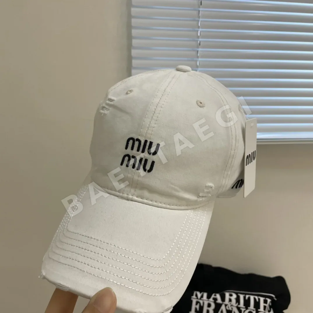 미우미우 무지 자수 베이스볼 캡 상세 이미지 5