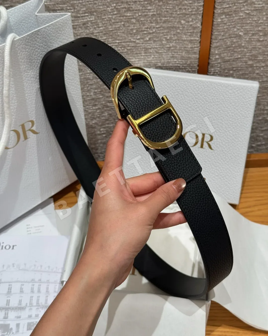 디올 CD 버클 그레인 소가죽 벨트 상세 이미지 4