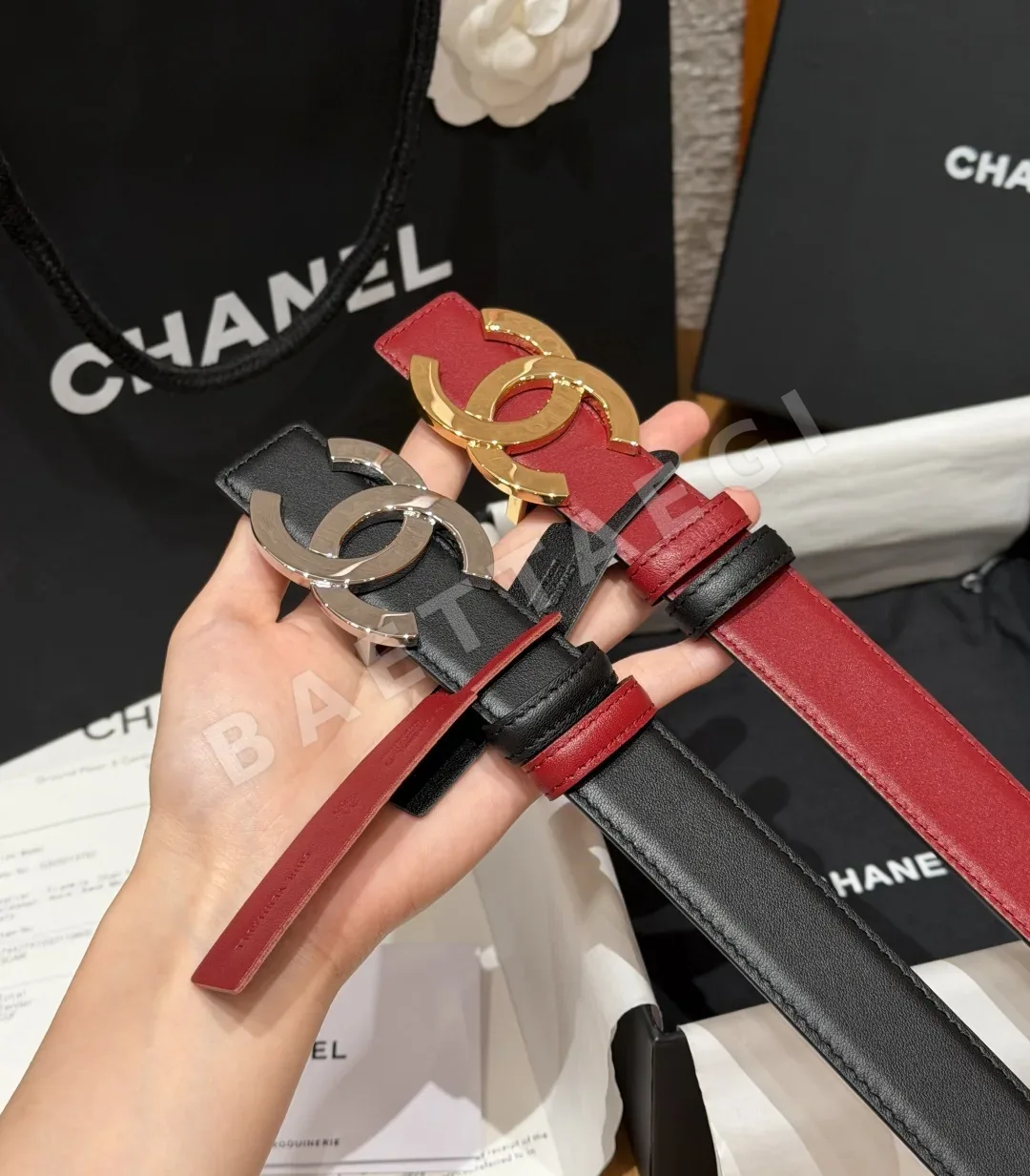 샤넬 더블 C 버클 가죽 벨트 상세 이미지 4