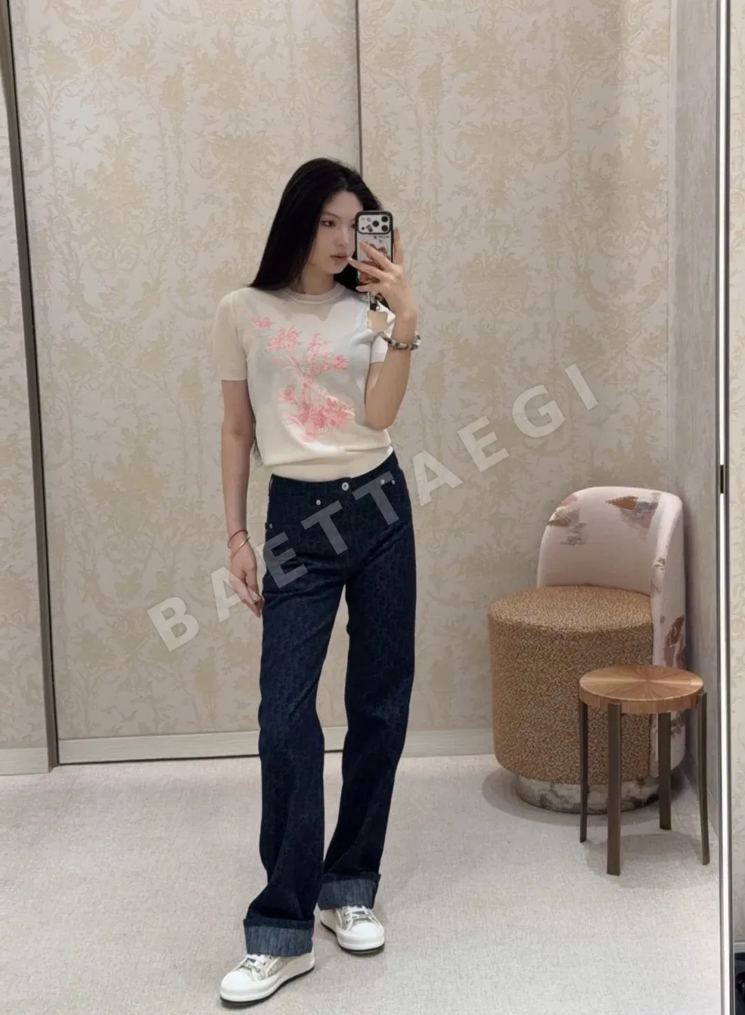 디올 꽃무늬 가든 프린트 반팔 티셔츠 상세 이미지 5