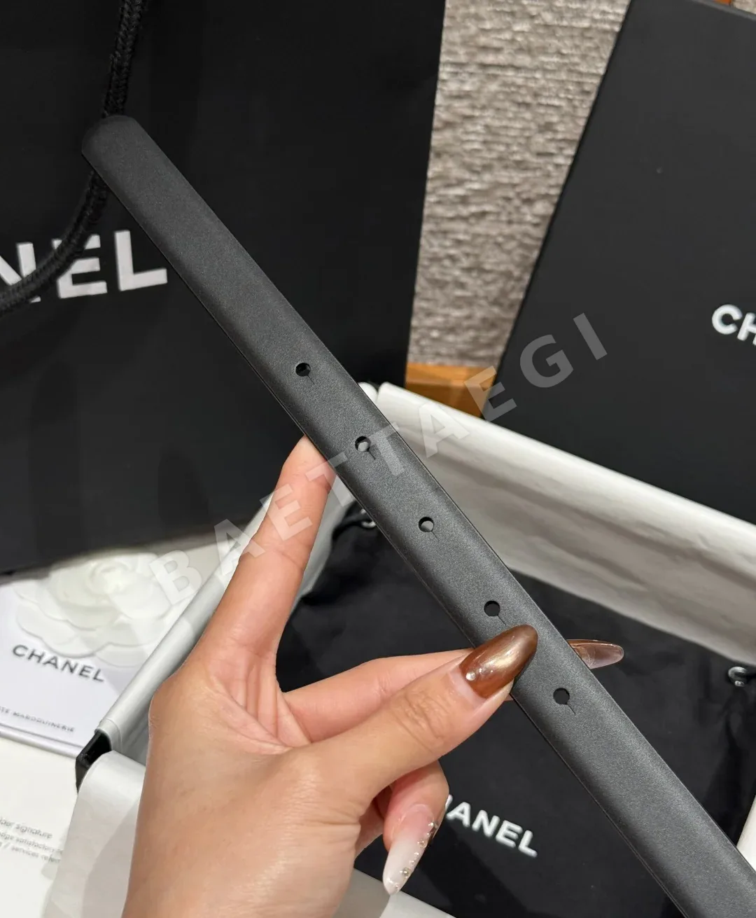샤넬 라인스톤 송아지가죽 벨트 상세 이미지 8