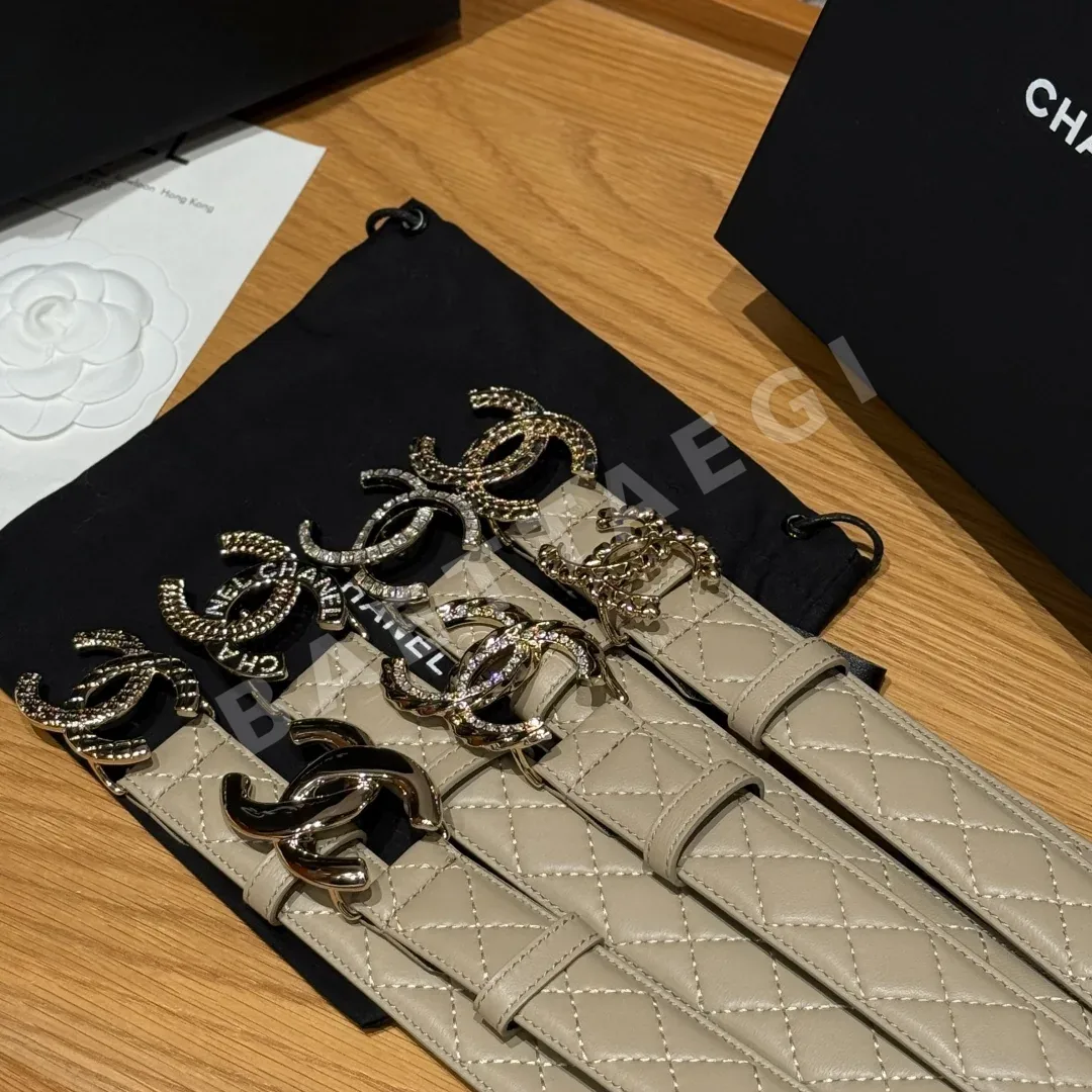 샤넬 더블 C 메탈 로고 램스킨 벨트 상세 이미지 2