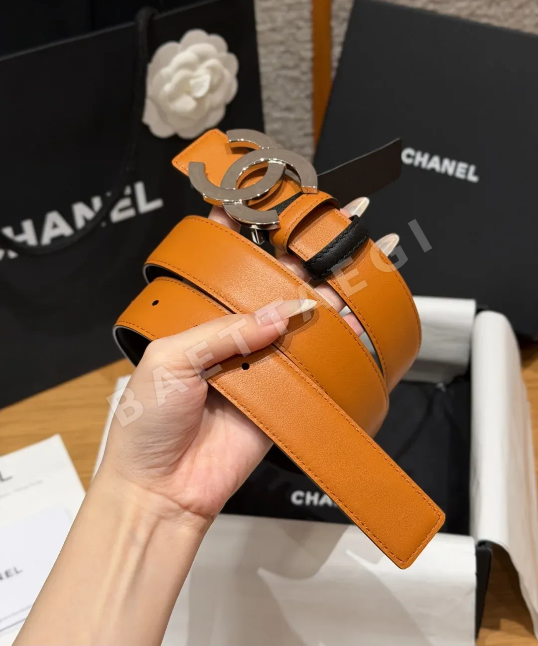 샤넬 더블 C 메탈 가죽 벨트 상세 이미지 2