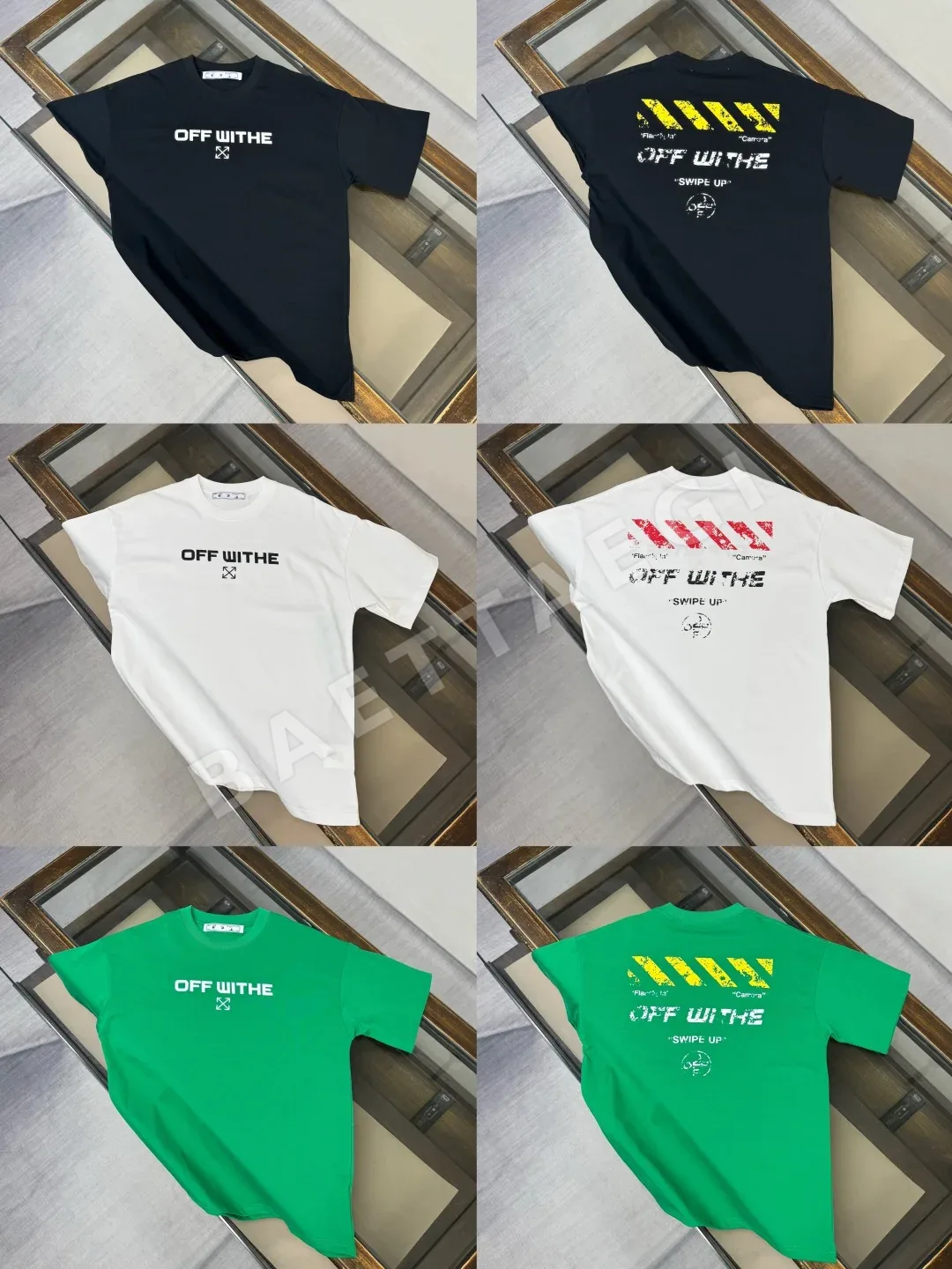 오프화이트 남성 크루넥 반팔 티셔츠 49592