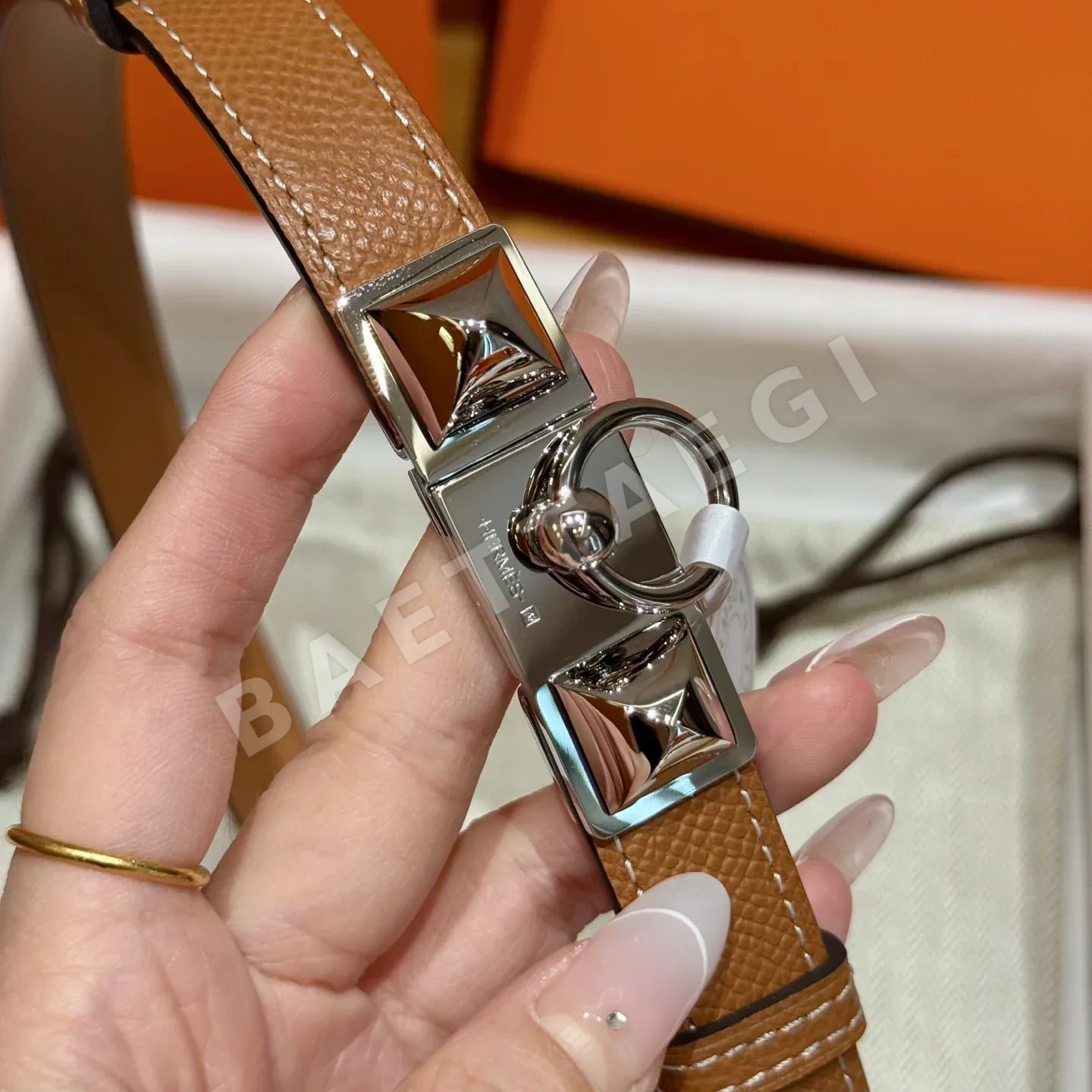 에르메스 앱송 카프스킨 금장 켈리 버클 벨트 상세 이미지 2