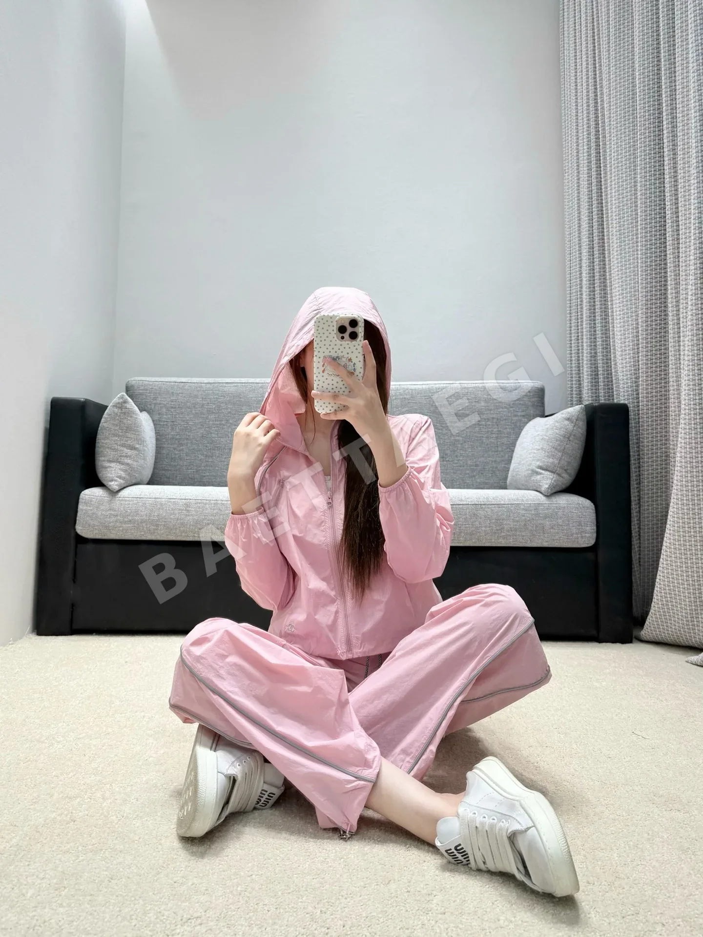 샤넬 크롭 후드 재킷 와이드 팬츠 세트 상세 이미지 9