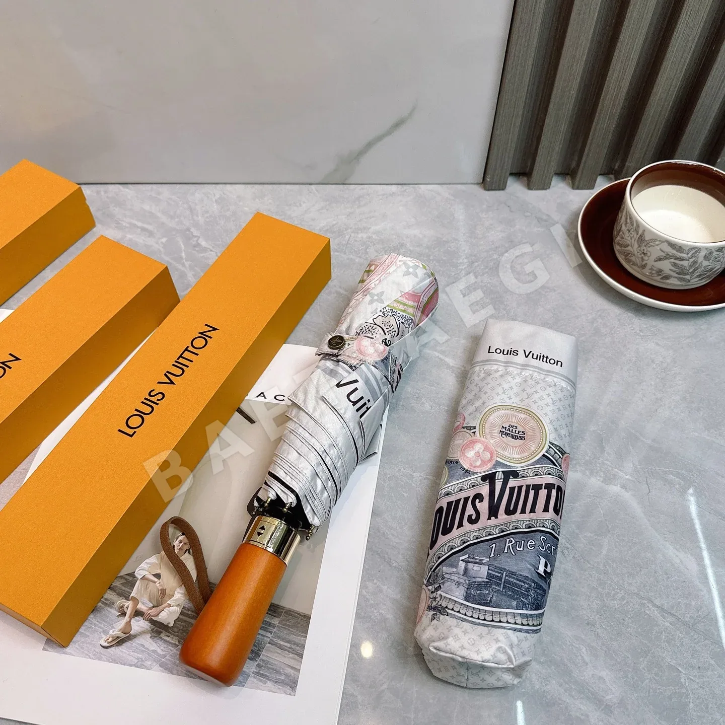루이비통 3단 완전 자동 접이식 양산 우산 상세 이미지 6