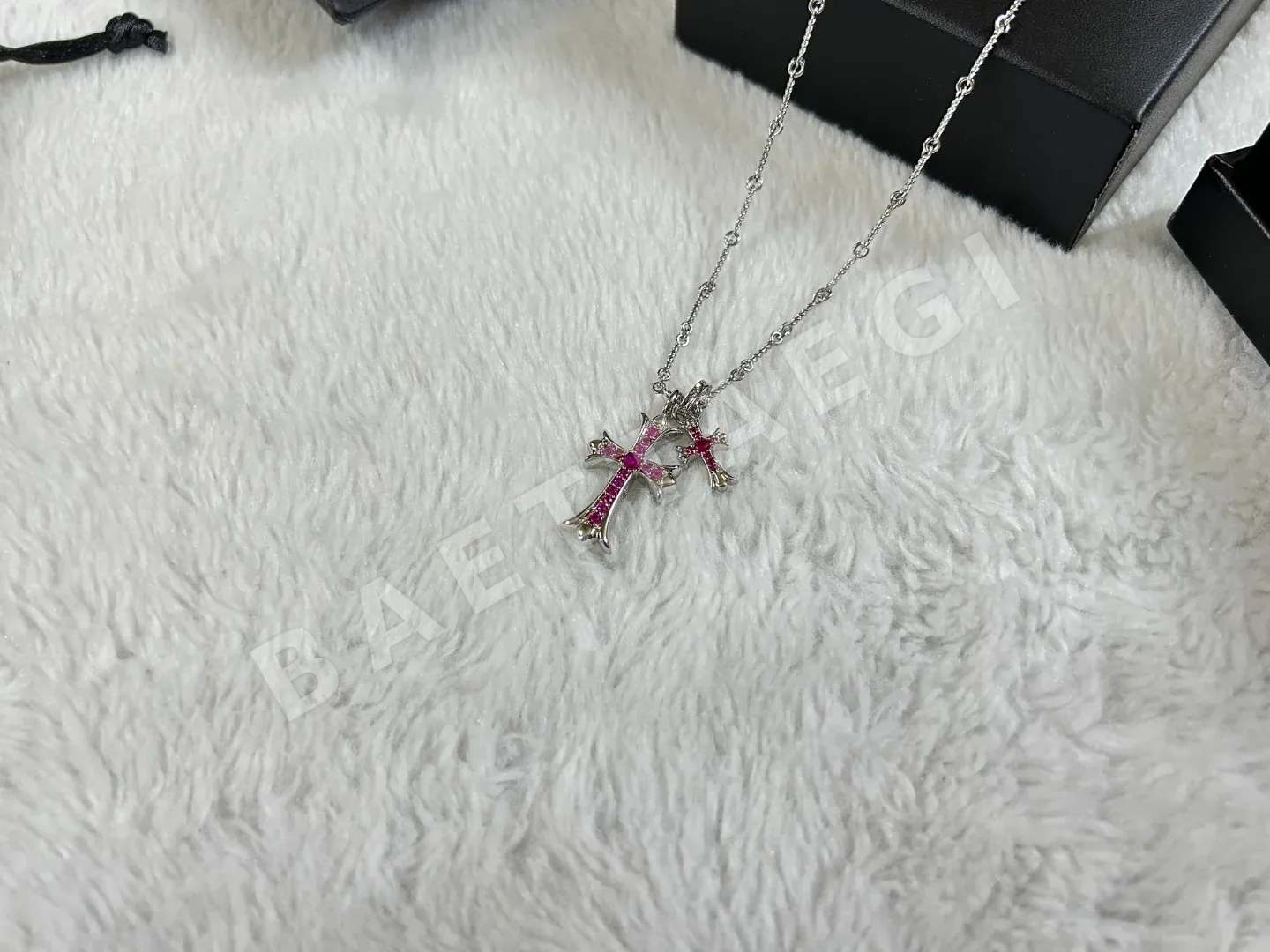 크롬하츠 더블 크로스 핑크 다이아몬드 목걸이 상세 이미지 4