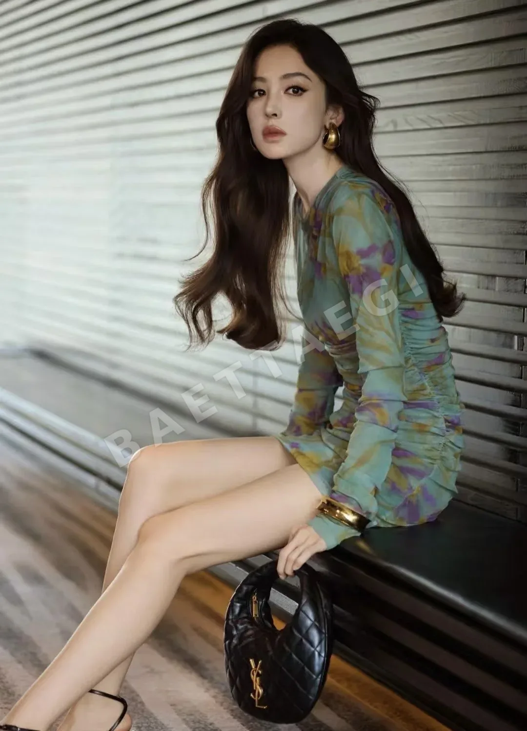 생로랑 레트로 기하학 타원형 이어클립 귀걸이 상세 이미지 2