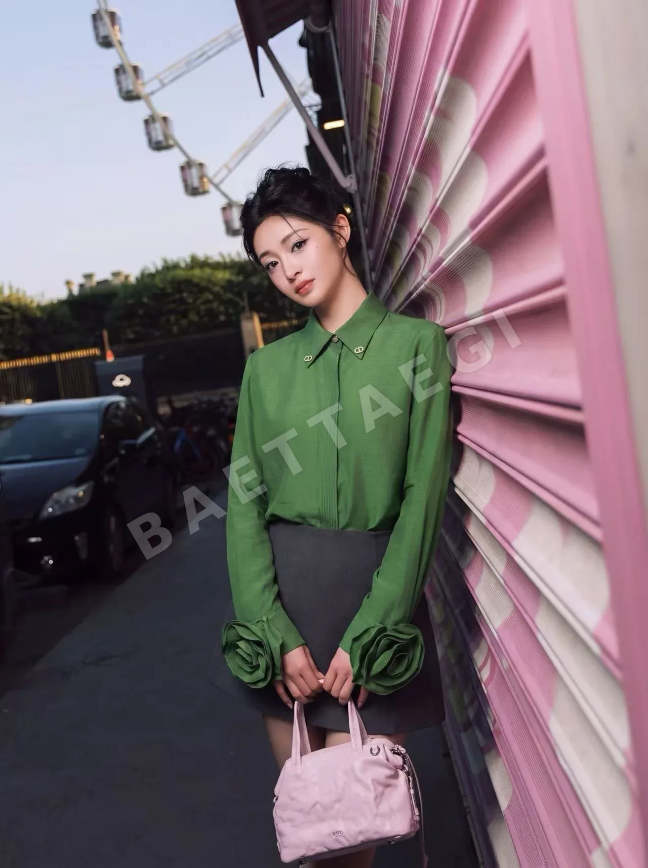 디올 린넨 코튼 플라워 장식 여성 셔츠 상세 이미지 2