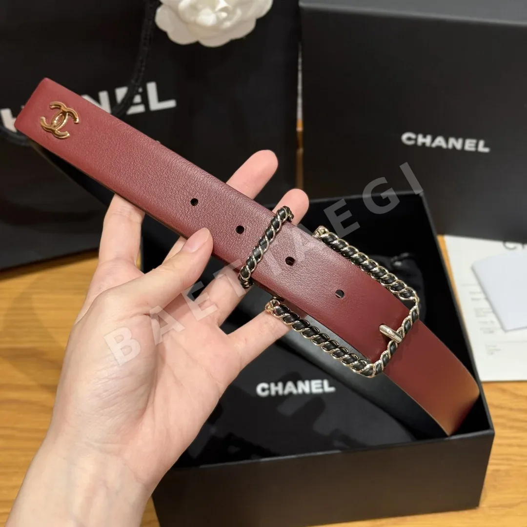 샤넬 꼬임 짜임 CC장식 소가죽 벨트 상세 이미지 4