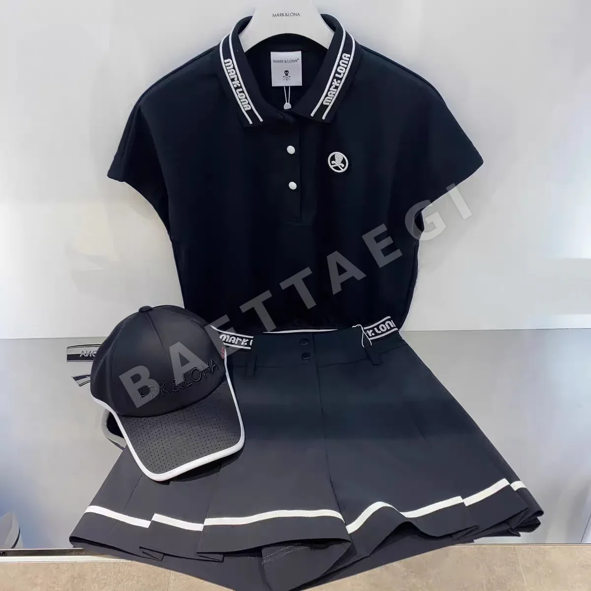 마크앤로나 여성 하이웨이스트 와이드 레그 반바지 세트 상세 이미지 3