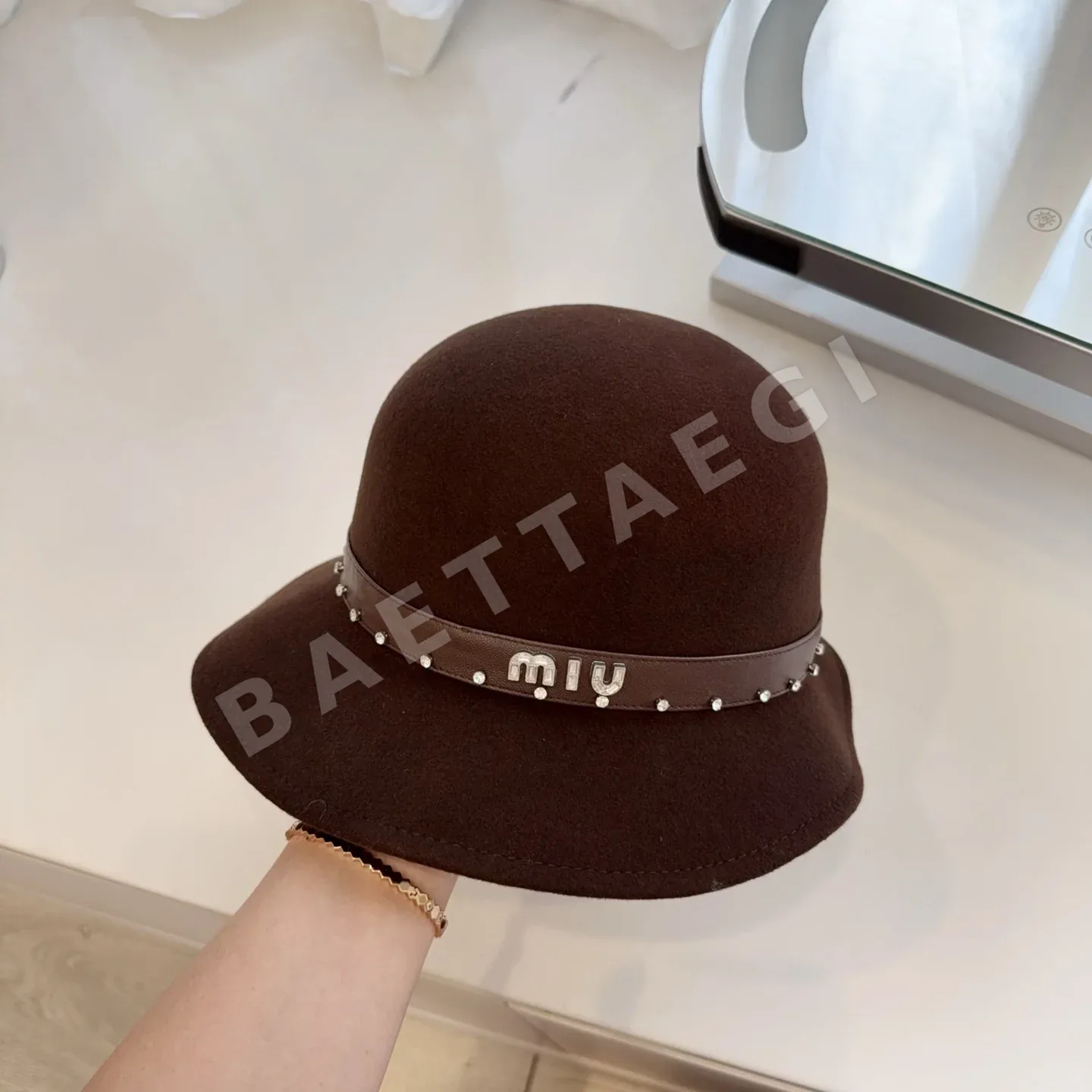 미우미우 프릴 장식 울 버킷햇 상세 이미지 4