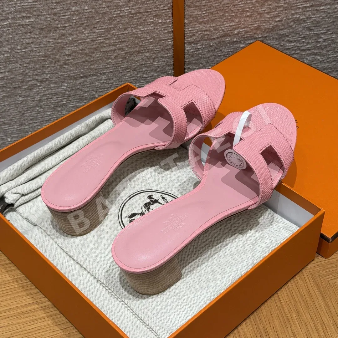 에르메스 오아시스 샌들 사쿠라핑크 도마뱀가죽 하이힐 상세 이미지 5