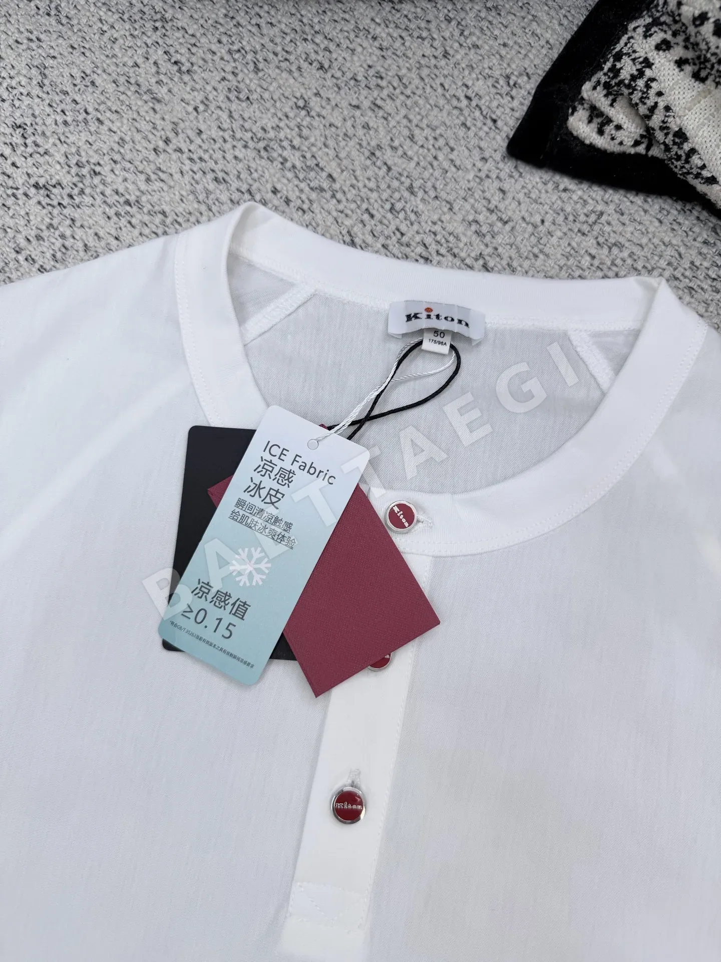 키톤 남성 린넨 버튼 크루넥 반팔 티셔츠 상세 이미지 4
