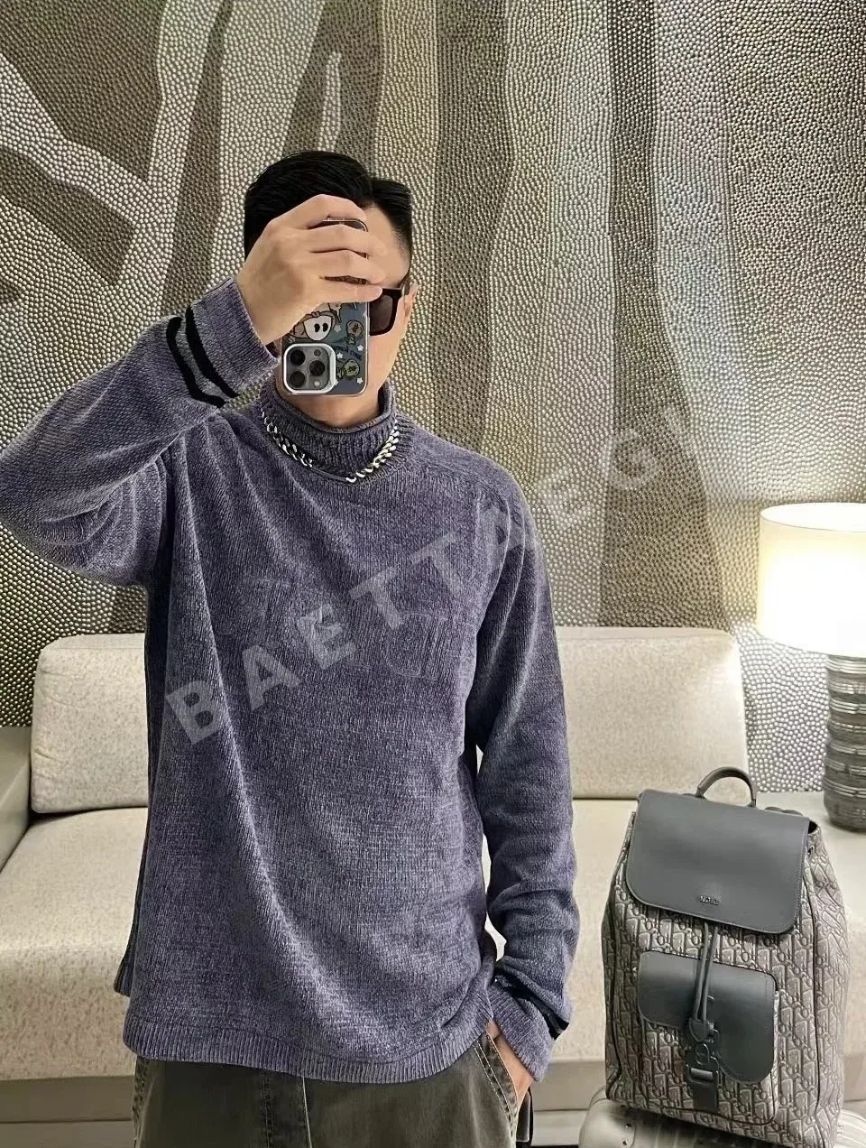 스톤아일랜드 자수 로고 터틀넥 울 스웨터 긴팔 상세 이미지 8