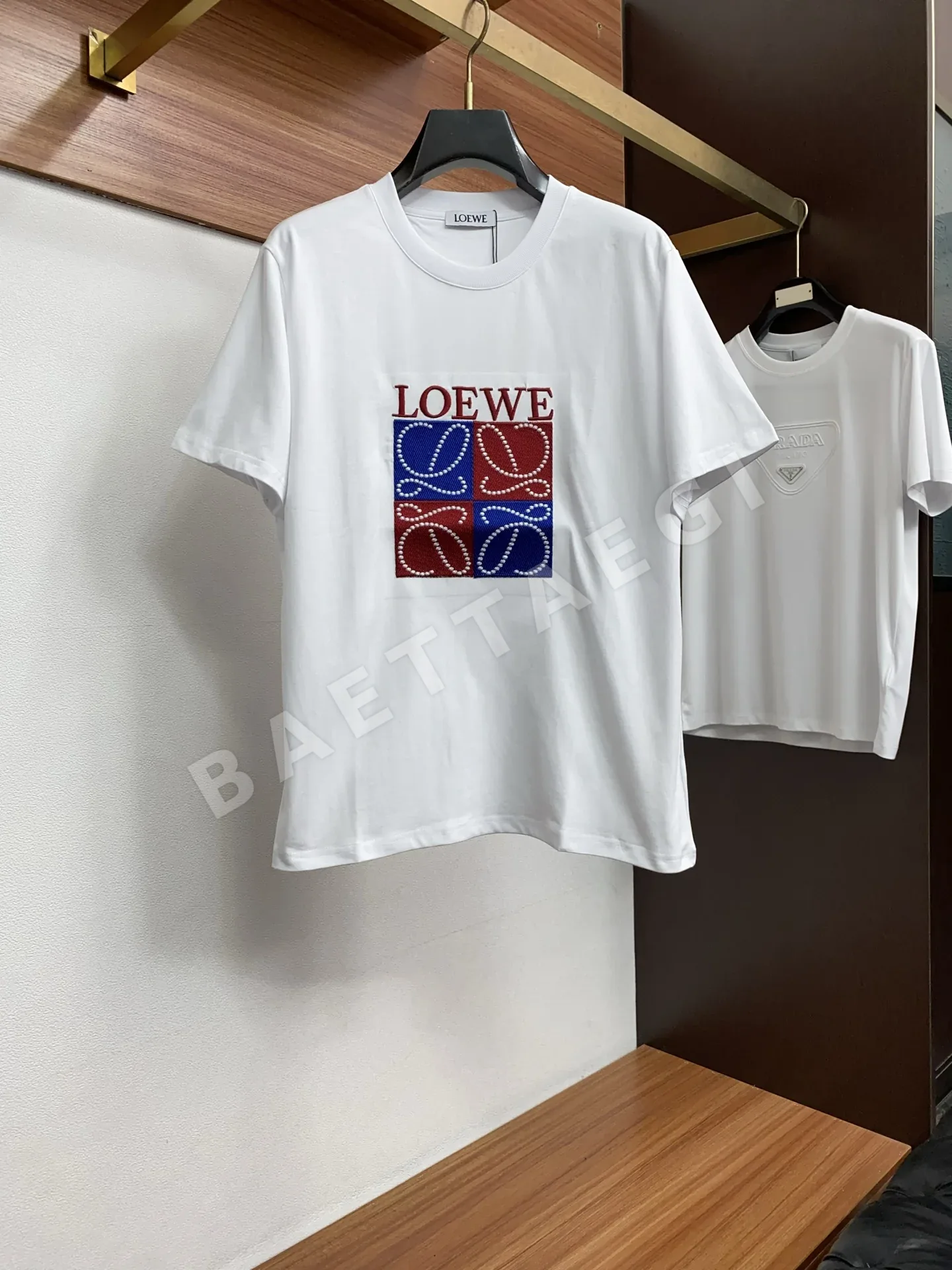 로에베 로고 크루넥 코튼 반팔 티셔츠 48448