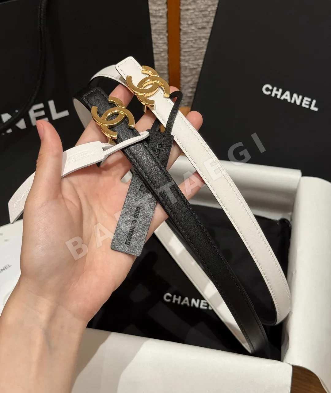샤넬 더블 C 버클 가죽 벨트 상세 이미지 4