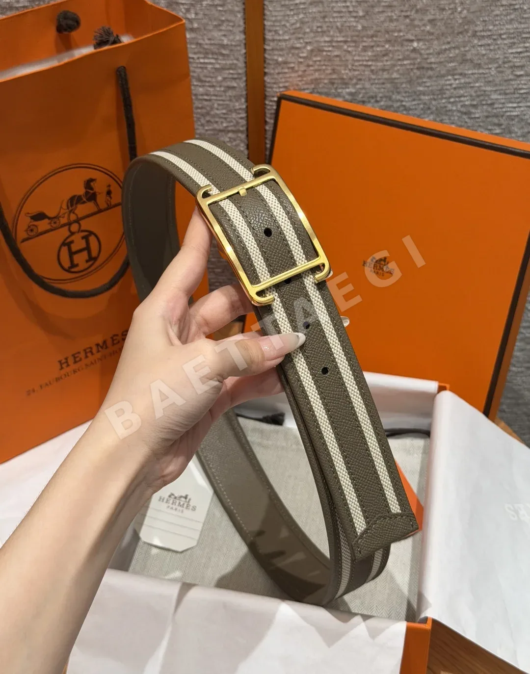 에르메스 H브랜드 리버시블 가죽 벨트 상세 이미지 3