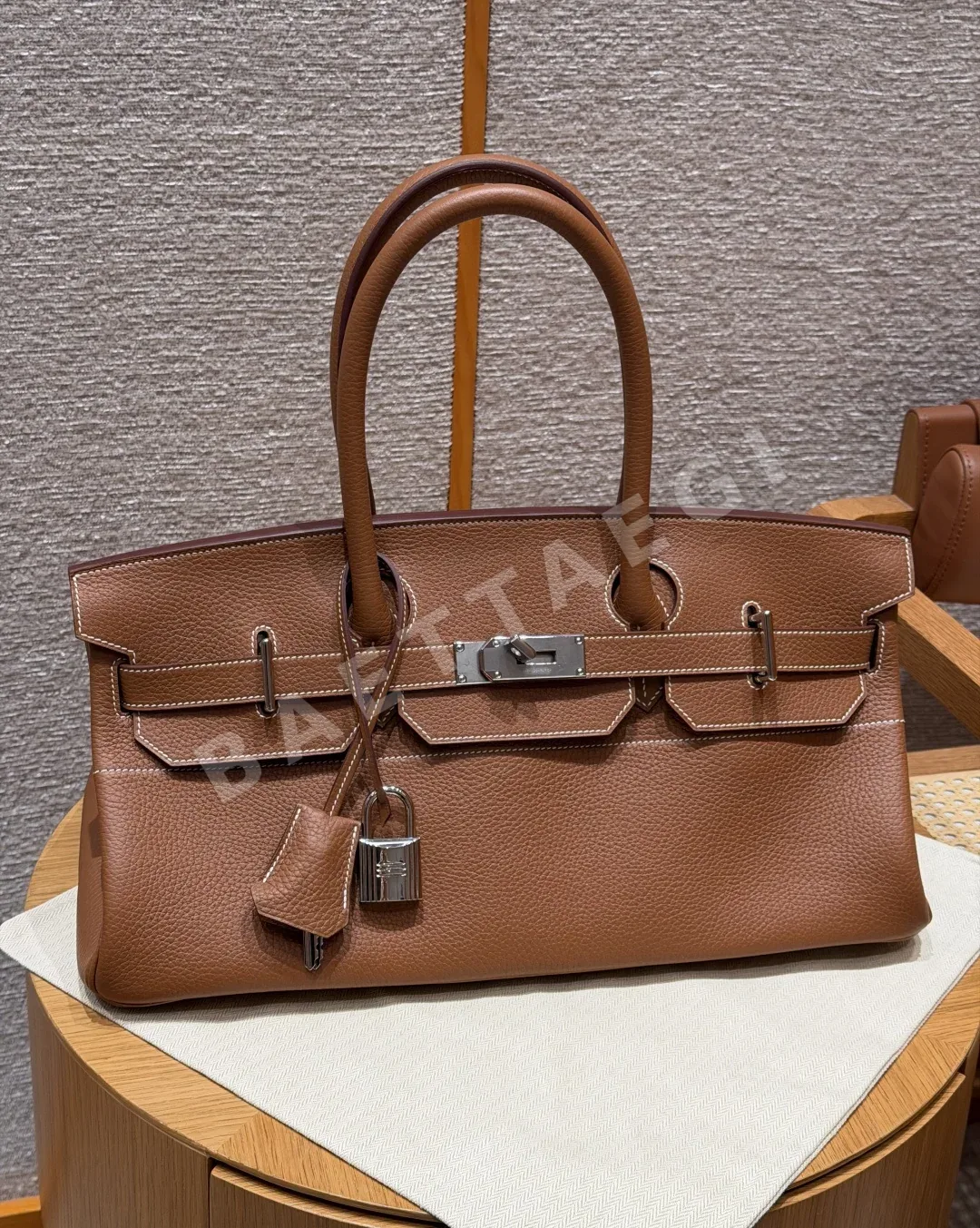 에르메스 숄더 버킨 가방 42 cm 골든 브라운 실버 장식 144856
