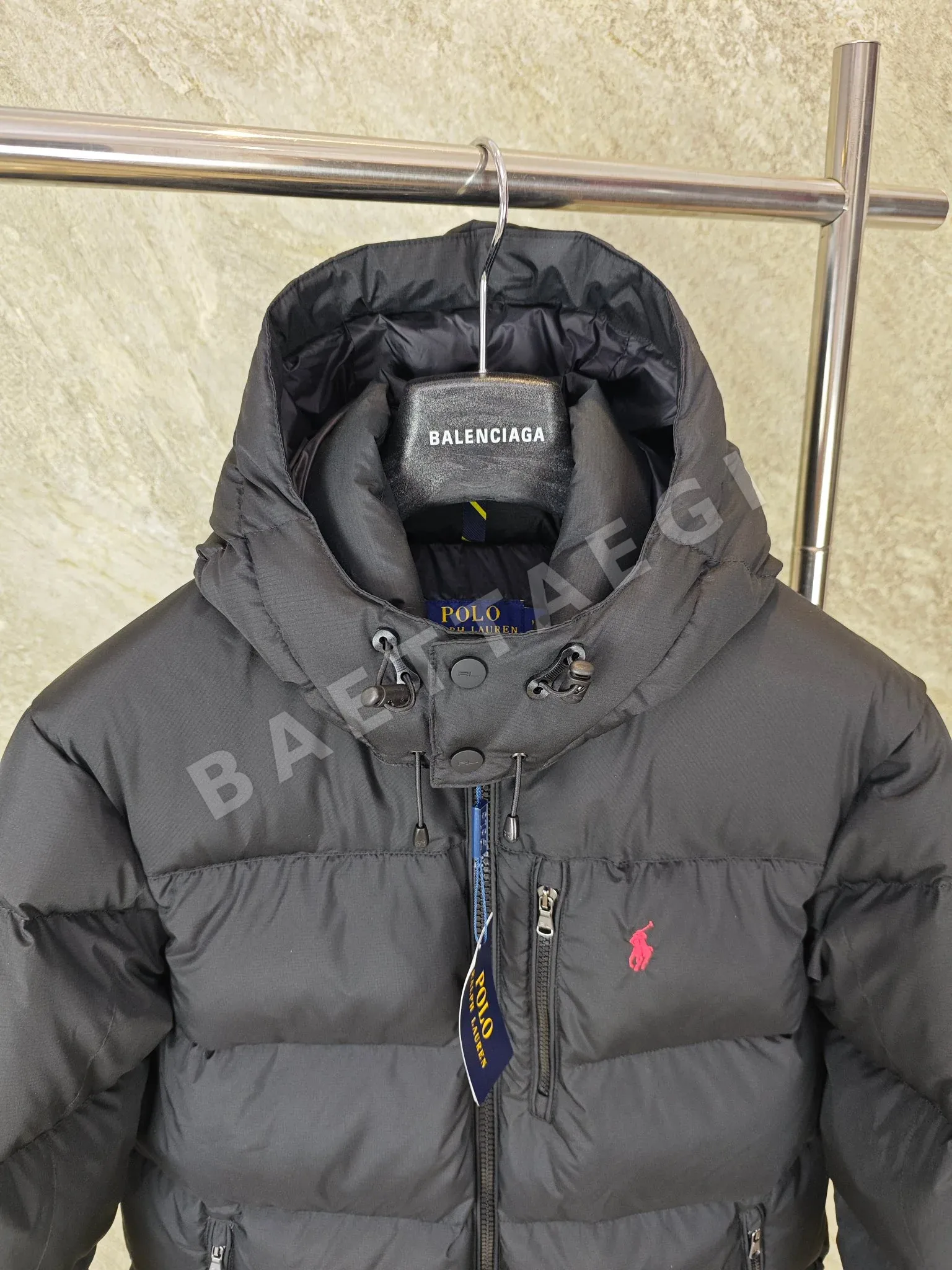 폴로 고햄 다운 자켓 블랙 상세 이미지 4