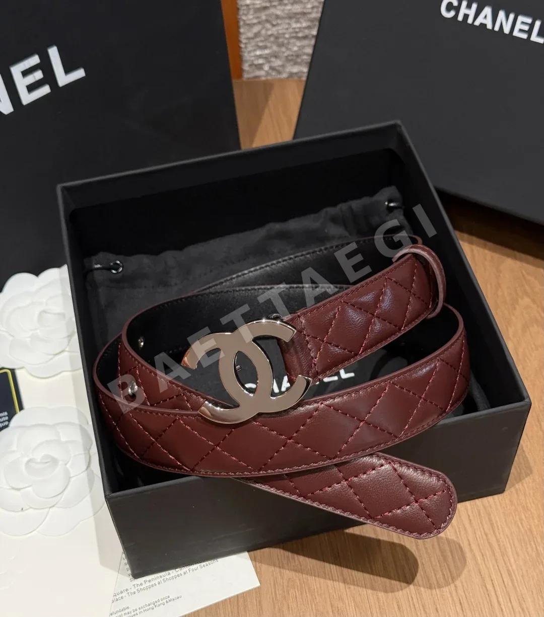 샤넬 퀼팅 램스킨 더블 C 메탈 버클 벨트 176998