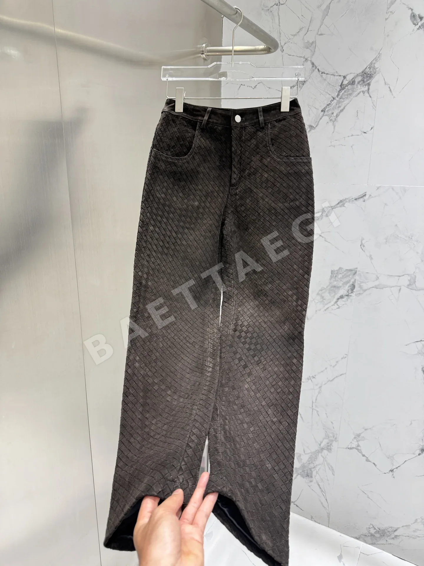 보테가베네타 램스킨 와이드 레그 여성 바지 상세 이미지 6