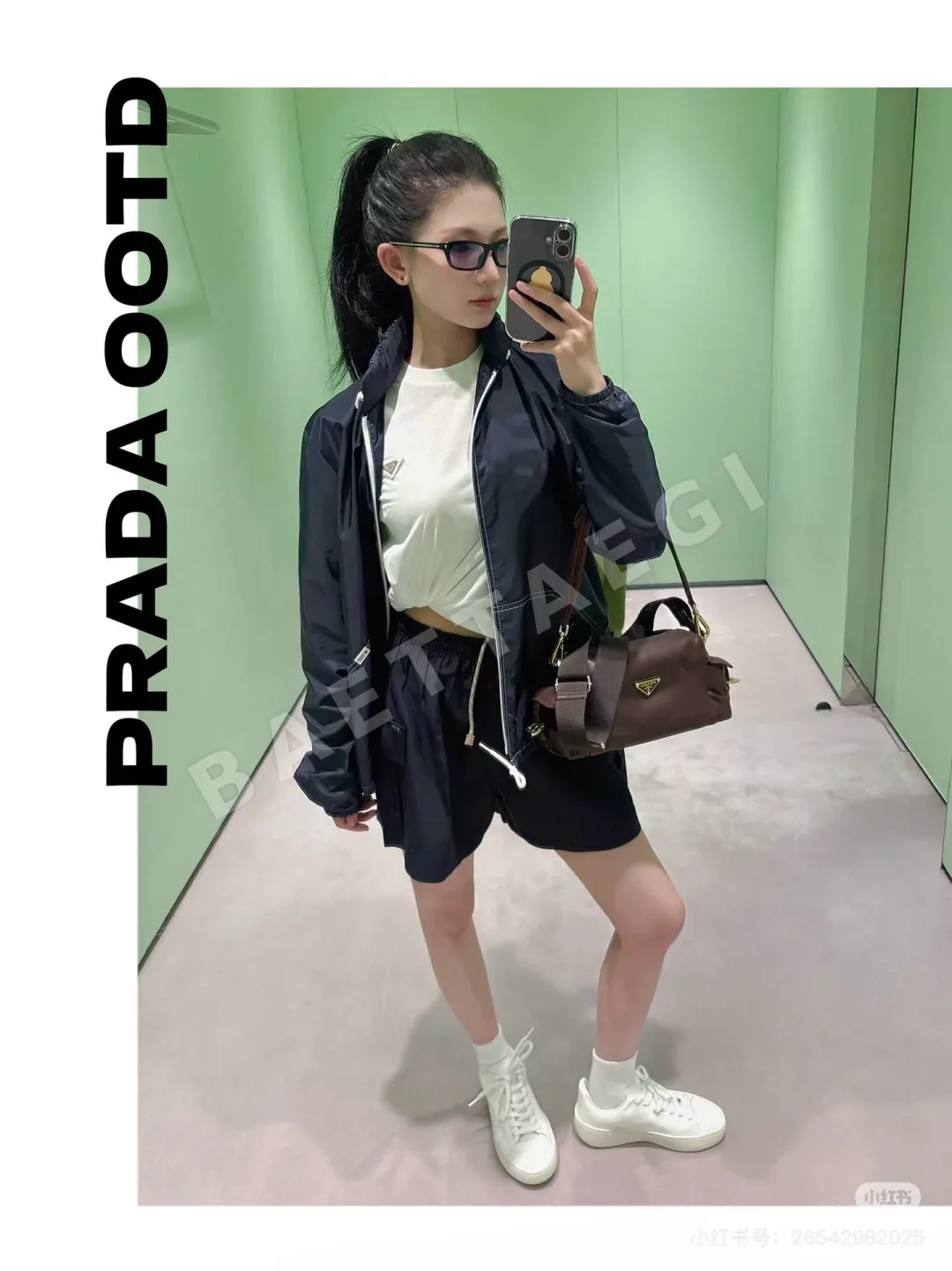프라다 블랙 카고 여성 반바지 상세 이미지 2