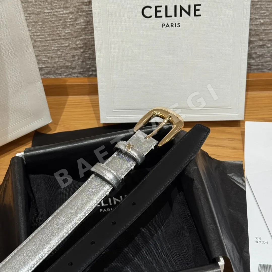 셀린느 골드 로고 소가죽 여성 벨트 상세 이미지 6