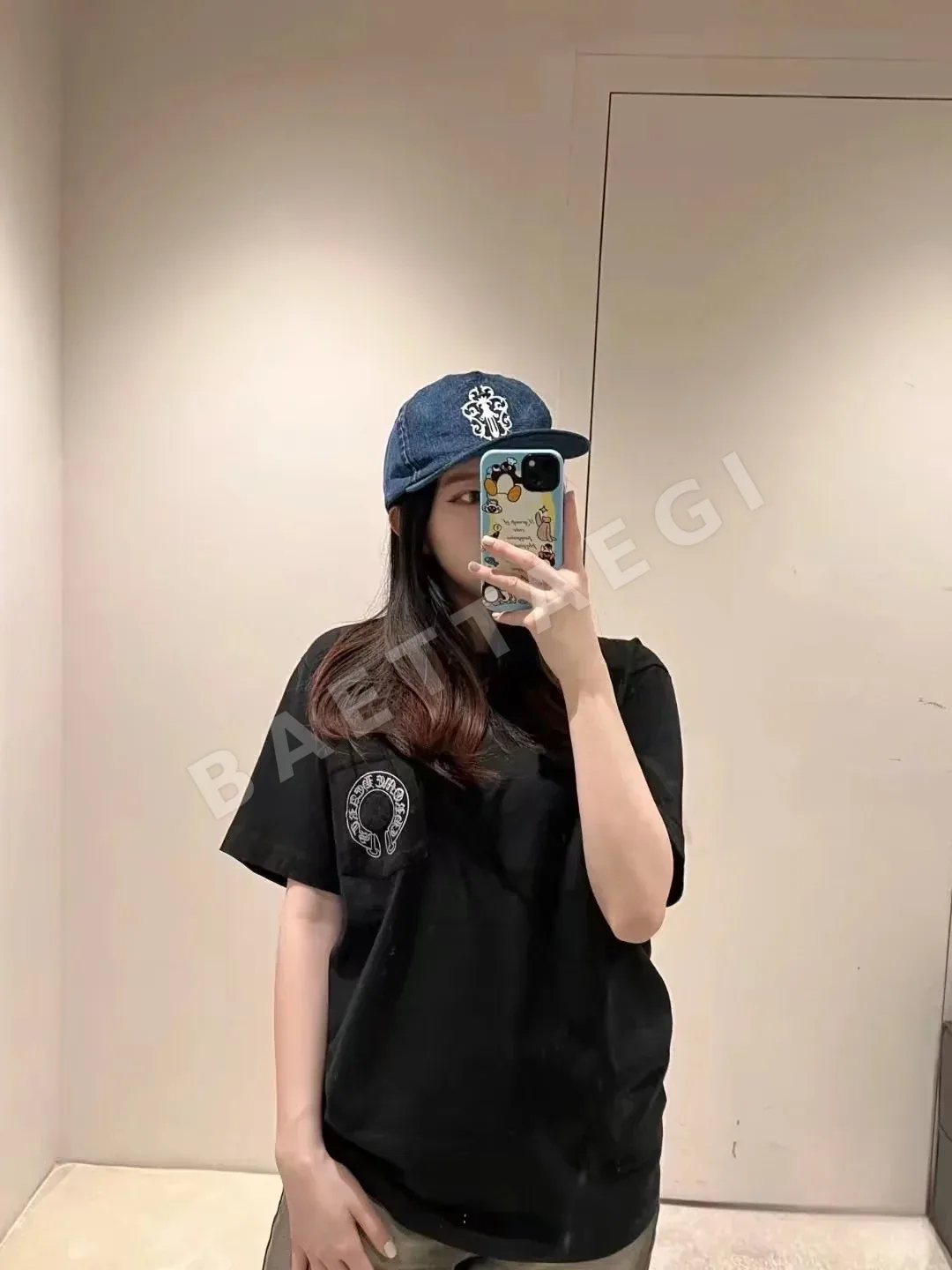 크롬하츠 글리터 말굽 무늬 유니섹스 반팔 티셔츠 상세 이미지 4