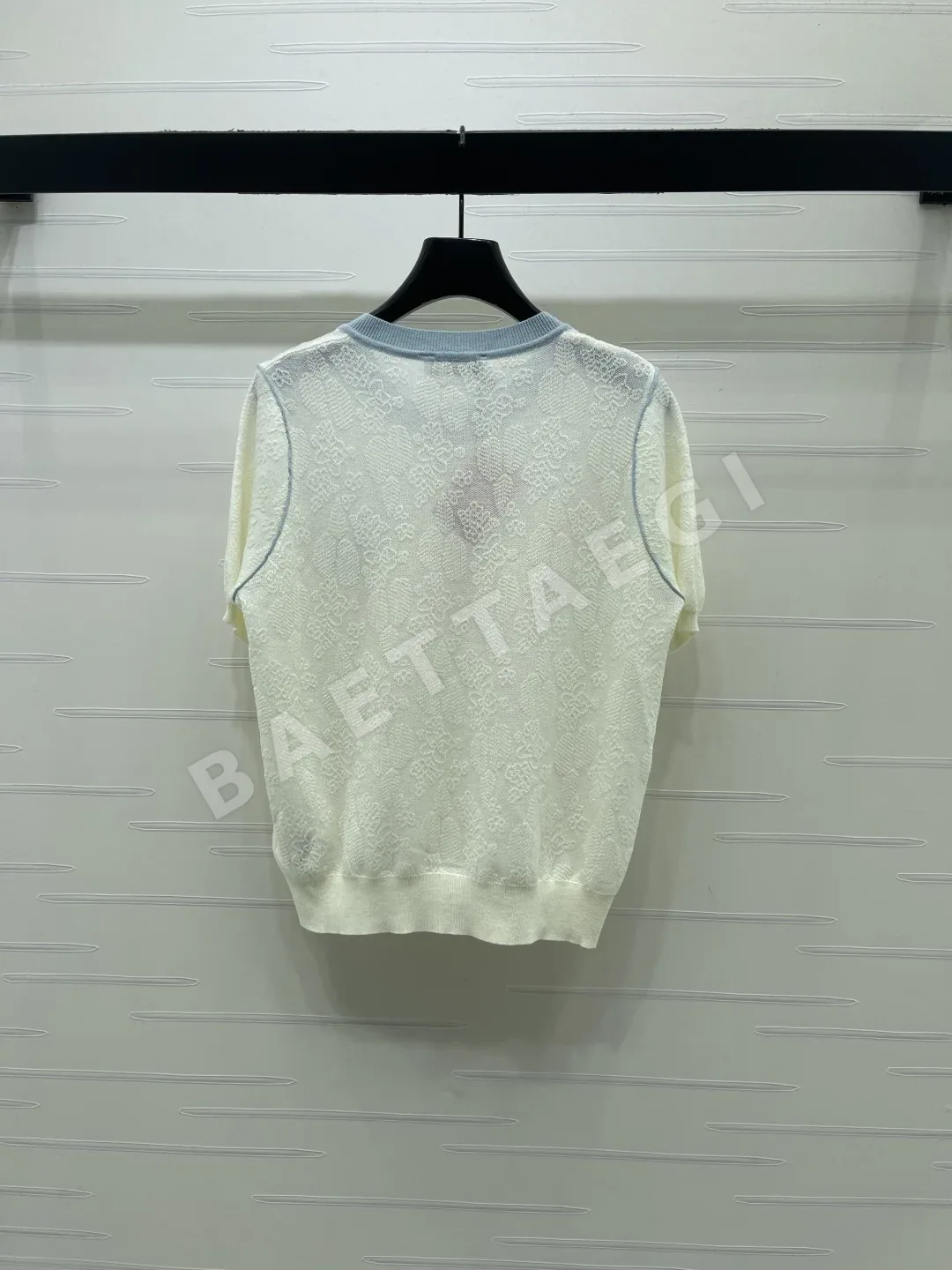 미우미우 자카드 실크 울 반팔 가디건 상세 이미지 8
