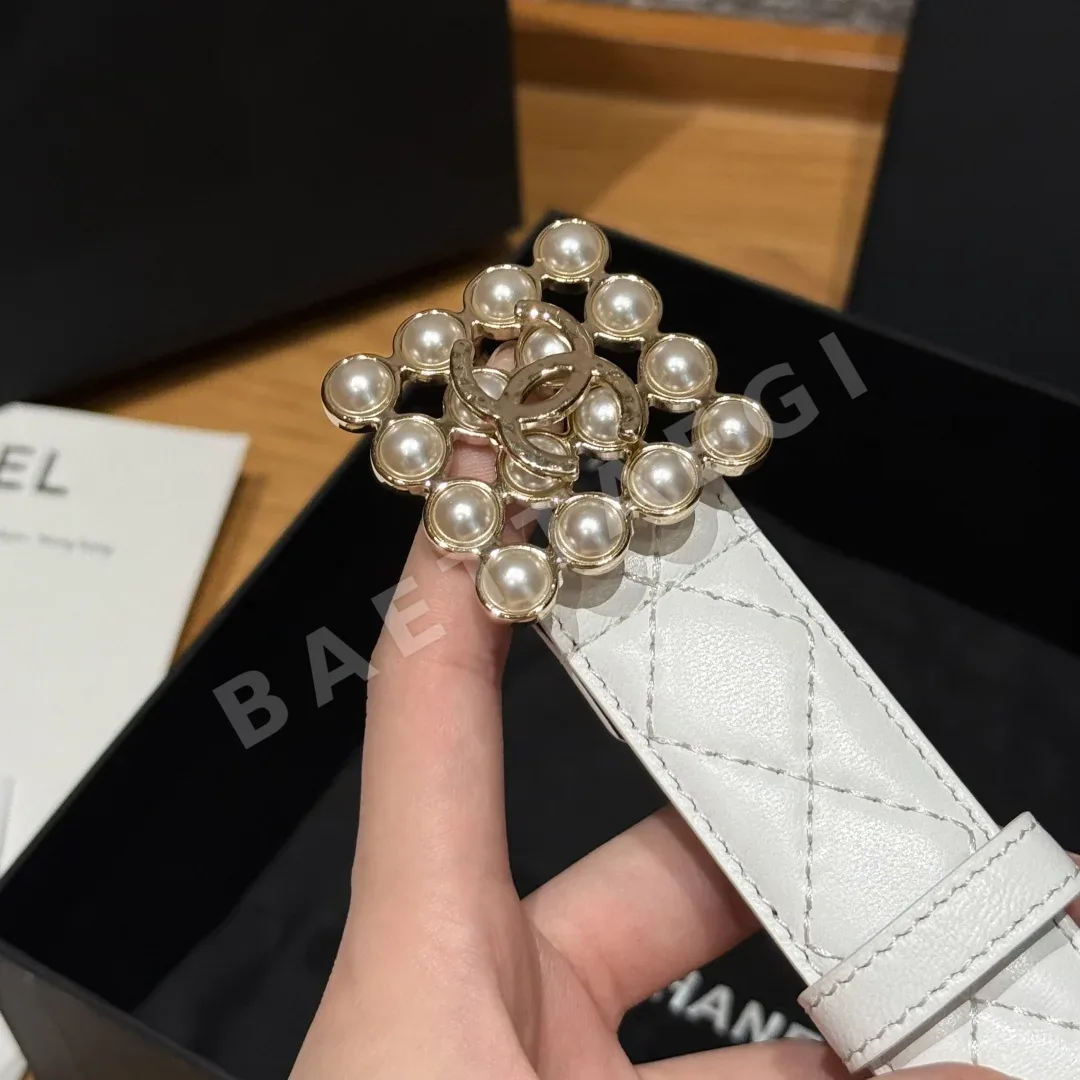 샤넬 더블 C 메탈 로고 램스킨 벨트 상세 이미지 7