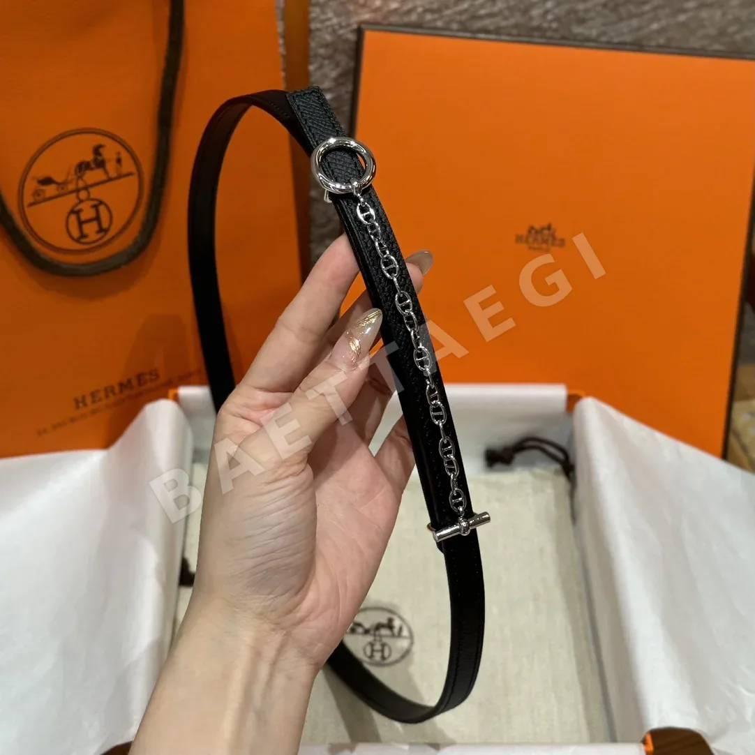 에르메스 파라듐 도금 체인 잠금 가죽 벨트 상세 이미지 3